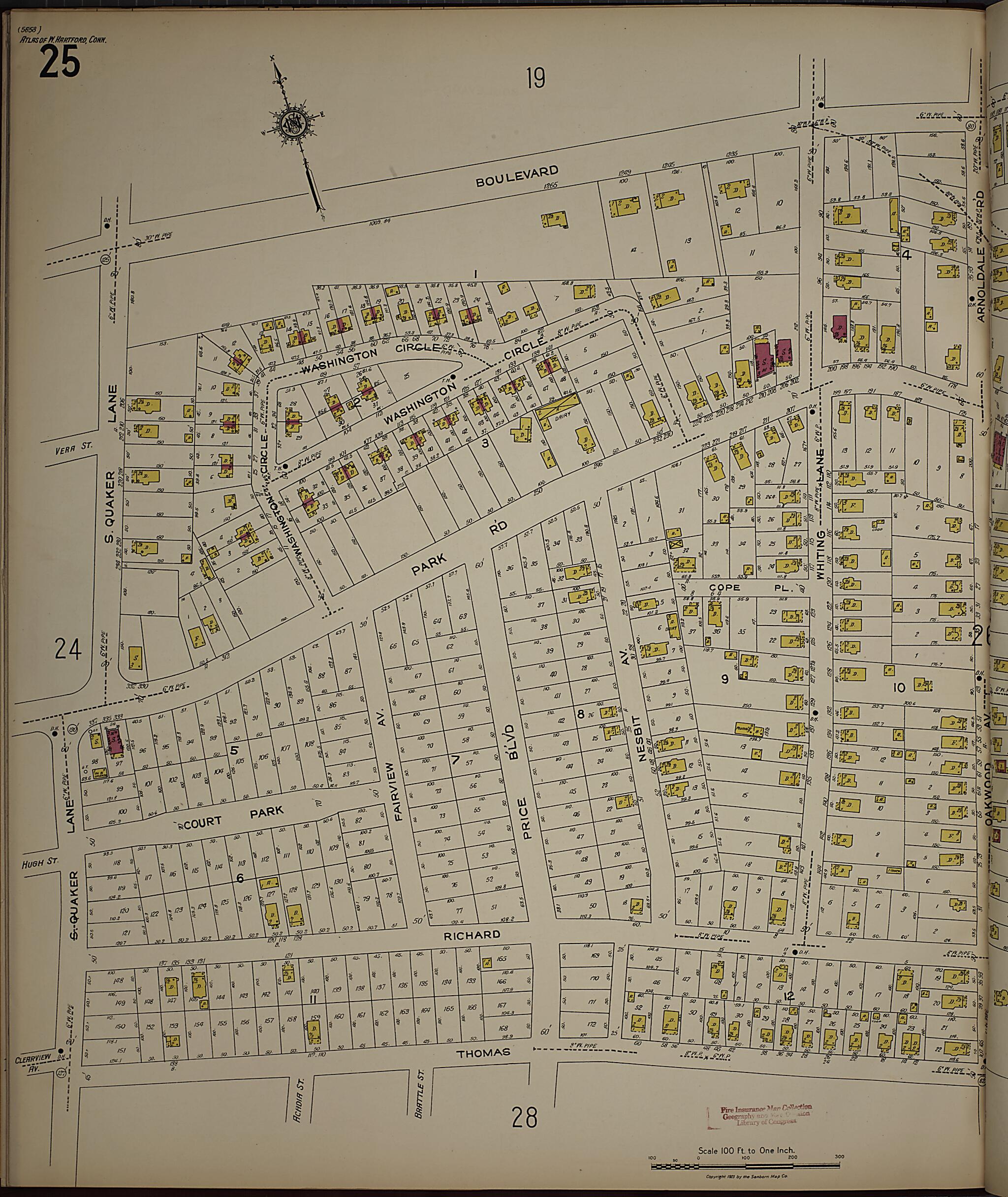 This old map of West Hartford, Hartford County, Connecticut was created by Sanborn Map Company in 1923