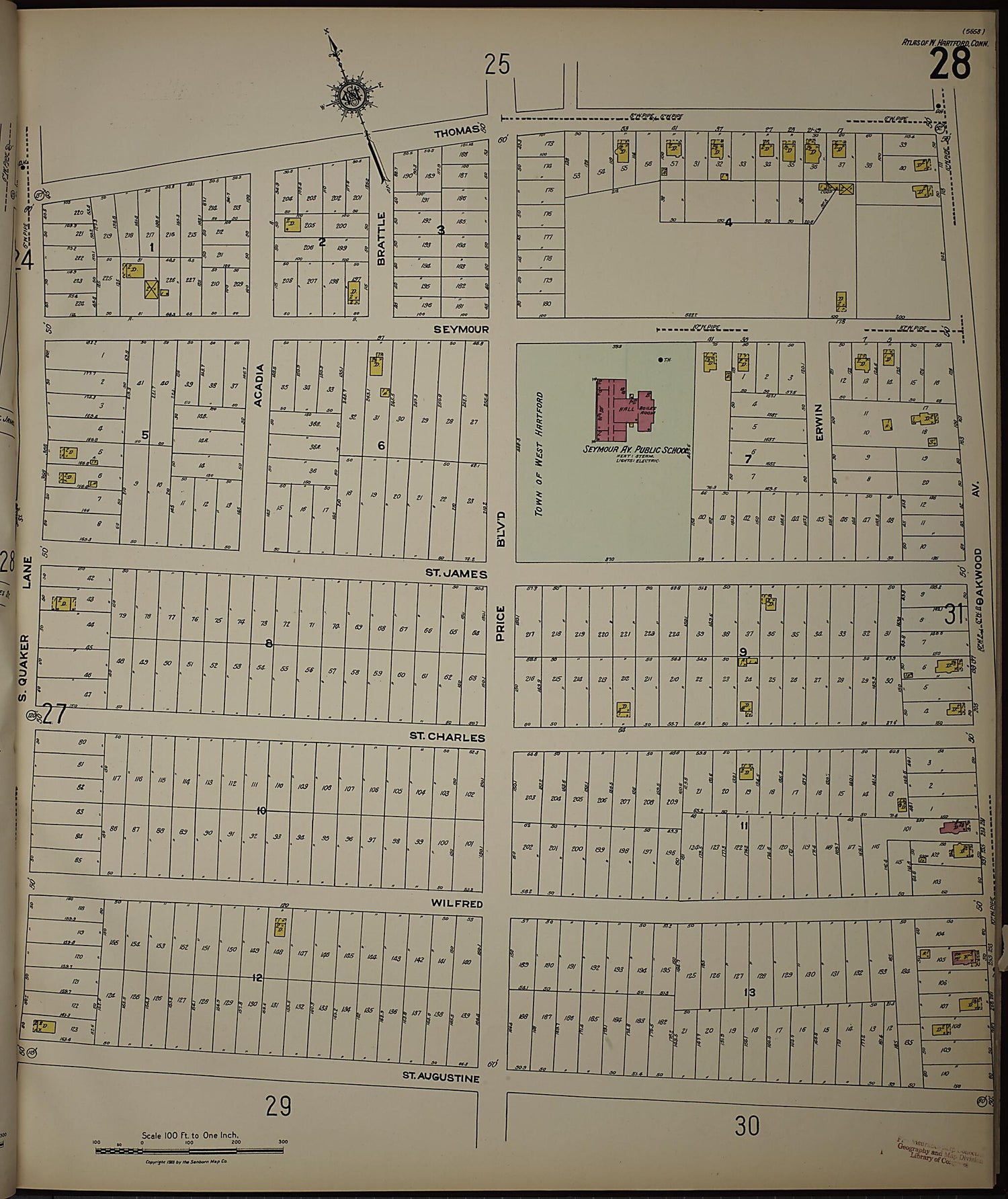 This old map of West Hartford, Hartford County, Connecticut was created by Sanborn Map Company in 1923