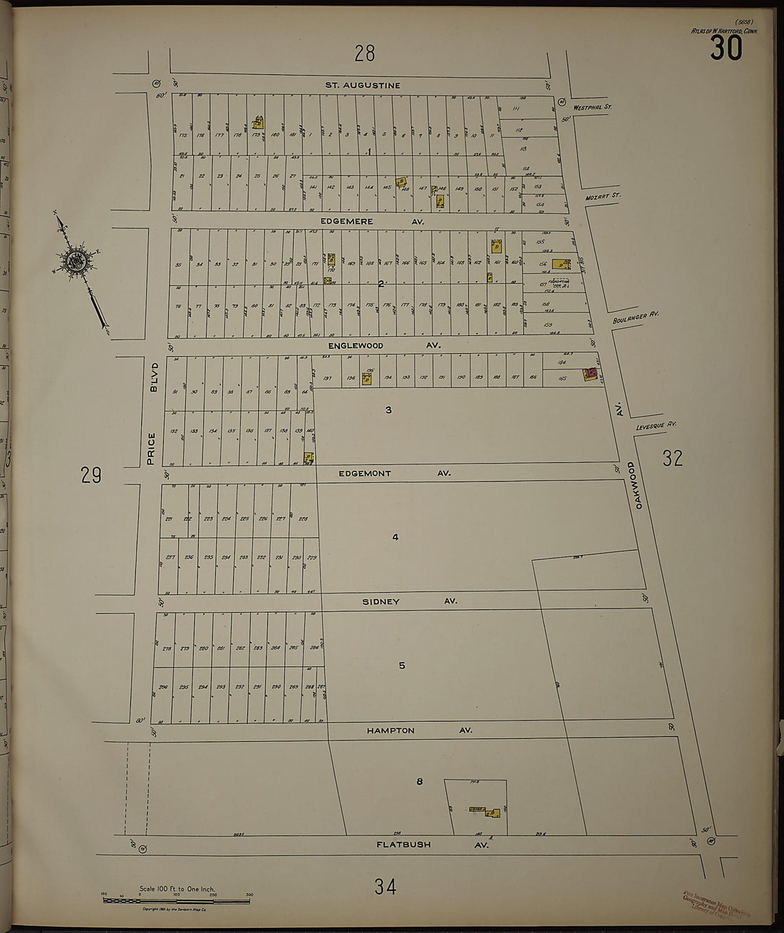 This old map of West Hartford, Hartford County, Connecticut was created by Sanborn Map Company in 1923