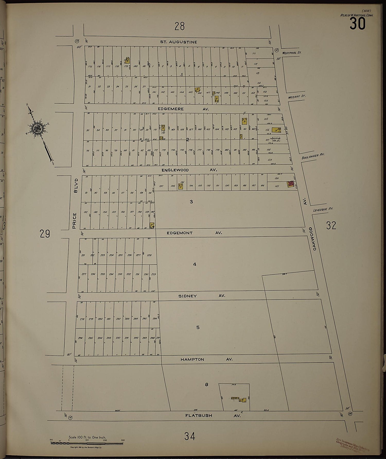 This old map of West Hartford, Hartford County, Connecticut was created by Sanborn Map Company in 1923