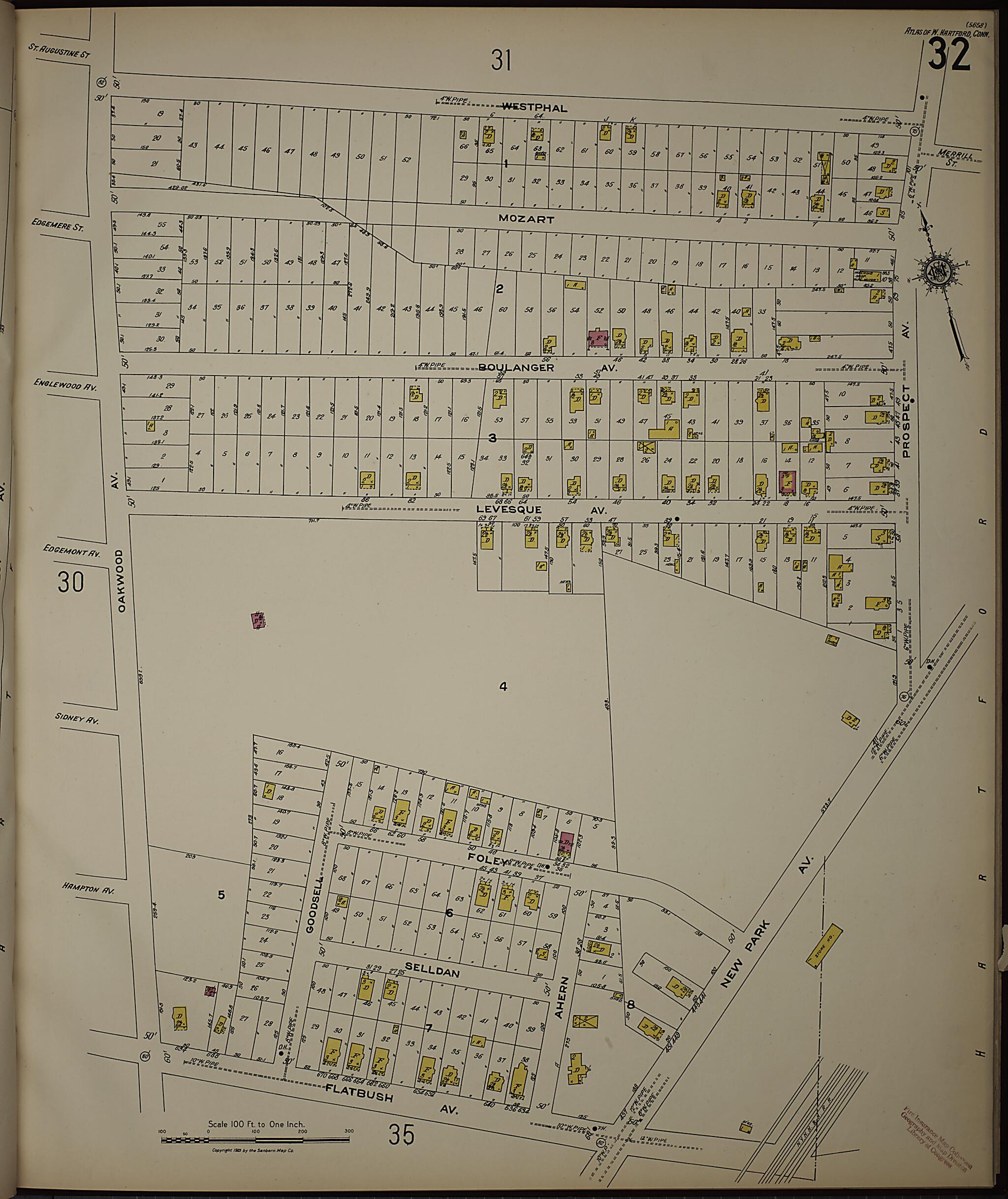 This old map of West Hartford, Hartford County, Connecticut was created by Sanborn Map Company in 1923