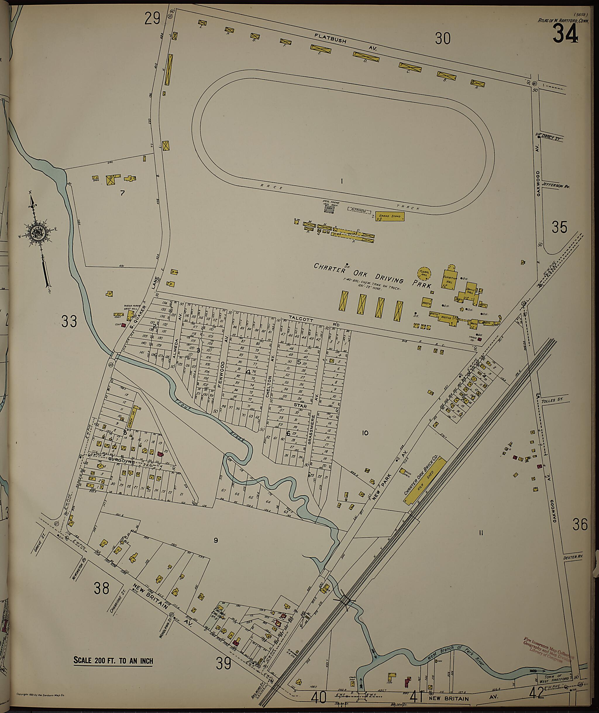 This old map of West Hartford, Hartford County, Connecticut was created by Sanborn Map Company in 1923