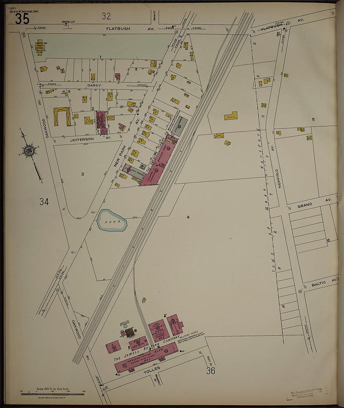 This old map of West Hartford, Hartford County, Connecticut was created by Sanborn Map Company in 1923