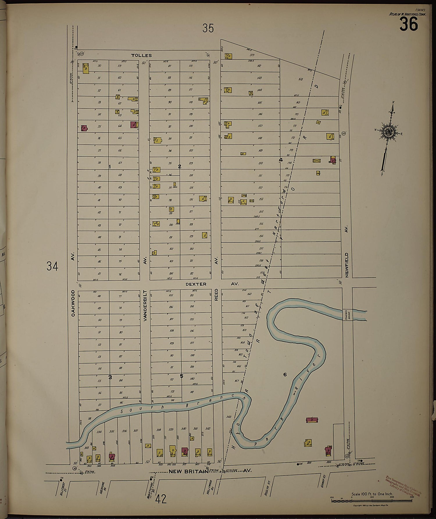 This old map of West Hartford, Hartford County, Connecticut was created by Sanborn Map Company in 1923