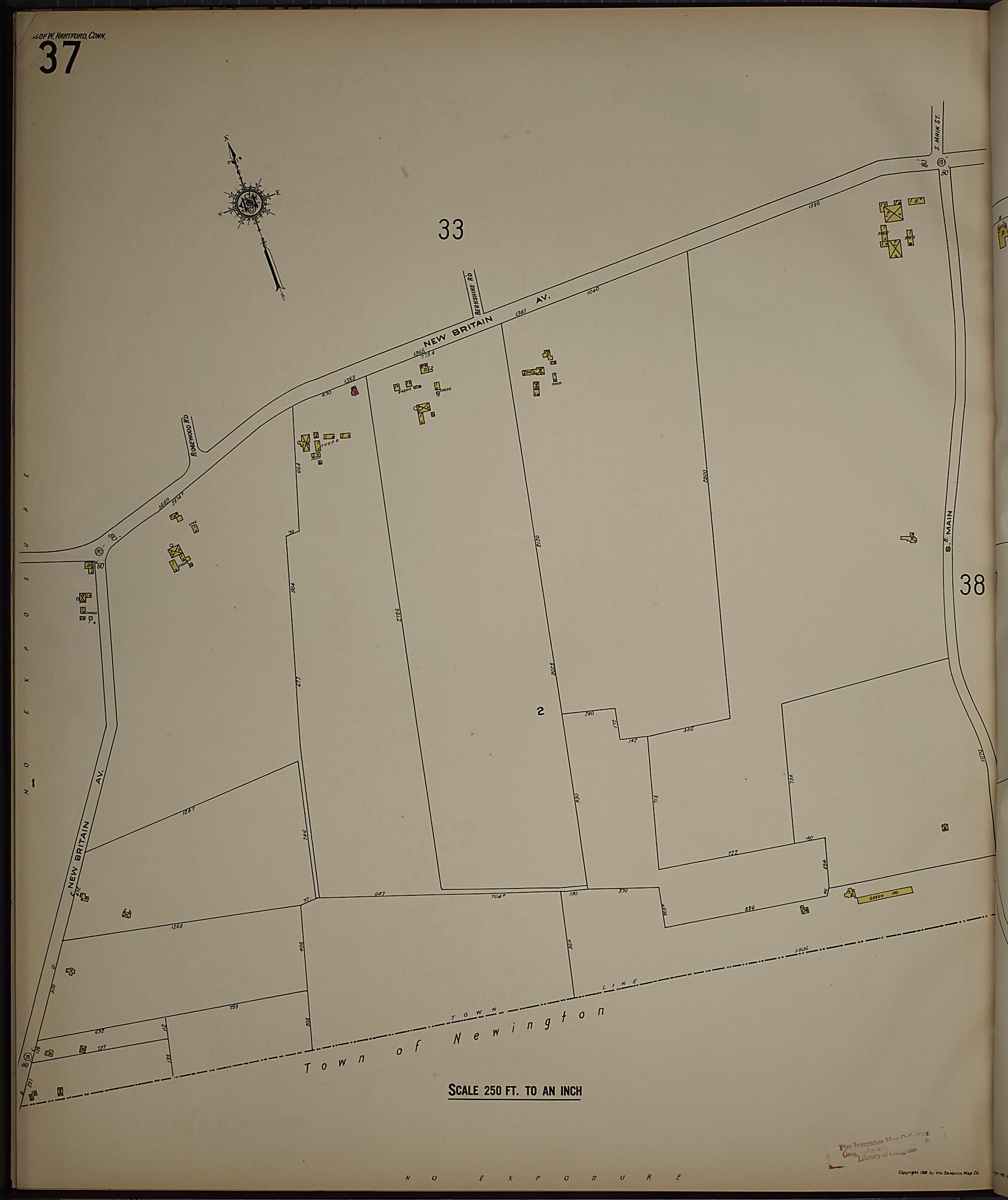 This old map of West Hartford, Hartford County, Connecticut was created by Sanborn Map Company in 1923
