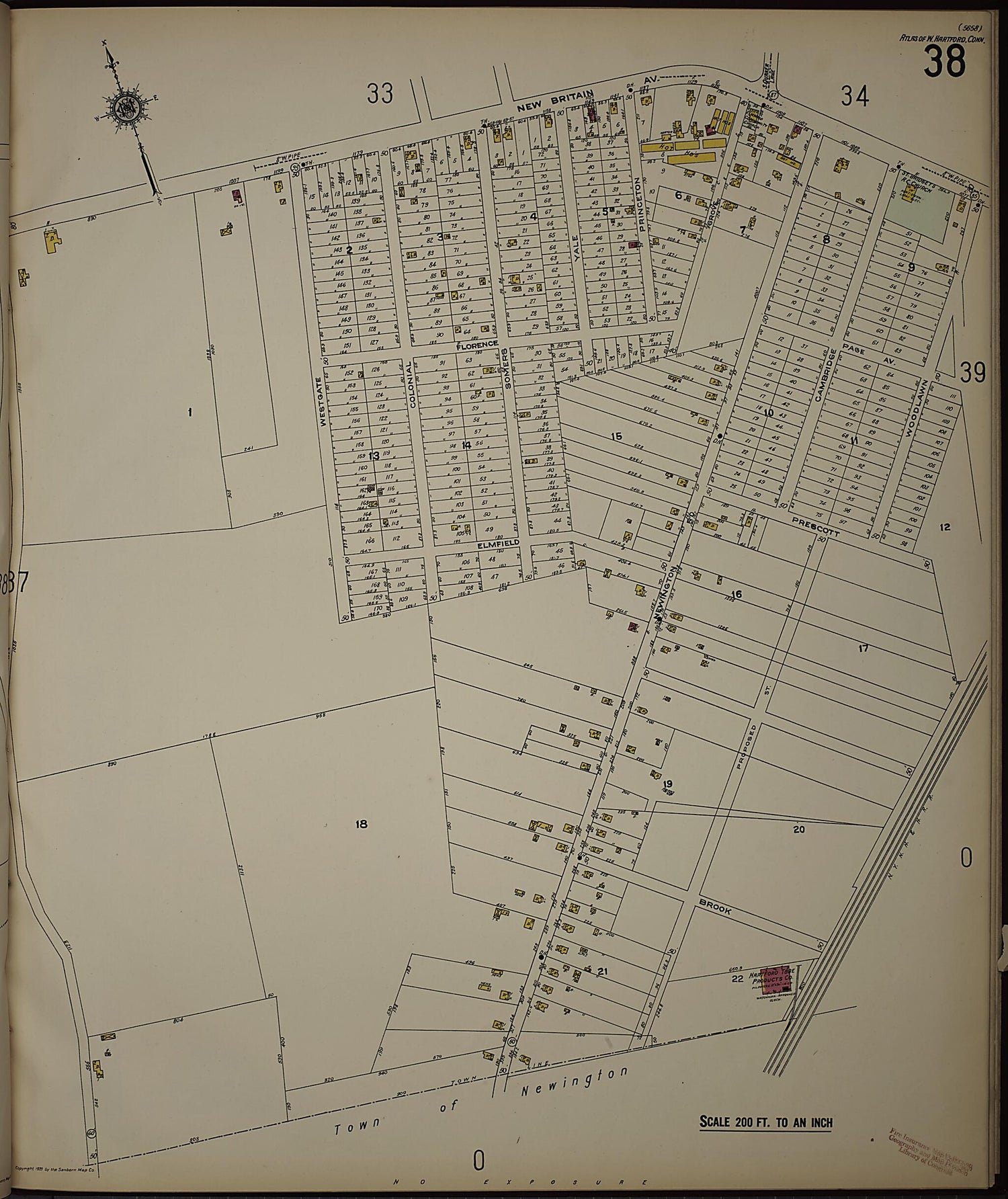 This old map of West Hartford, Hartford County, Connecticut was created by Sanborn Map Company in 1923