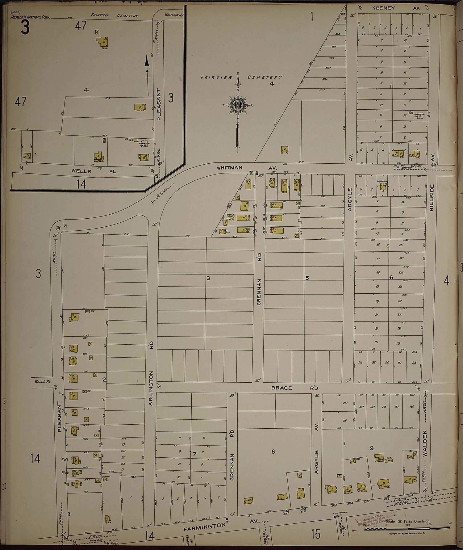 This old map of West Hartford, Hartford County, Connecticut was created by Sanborn Map Company in 1923