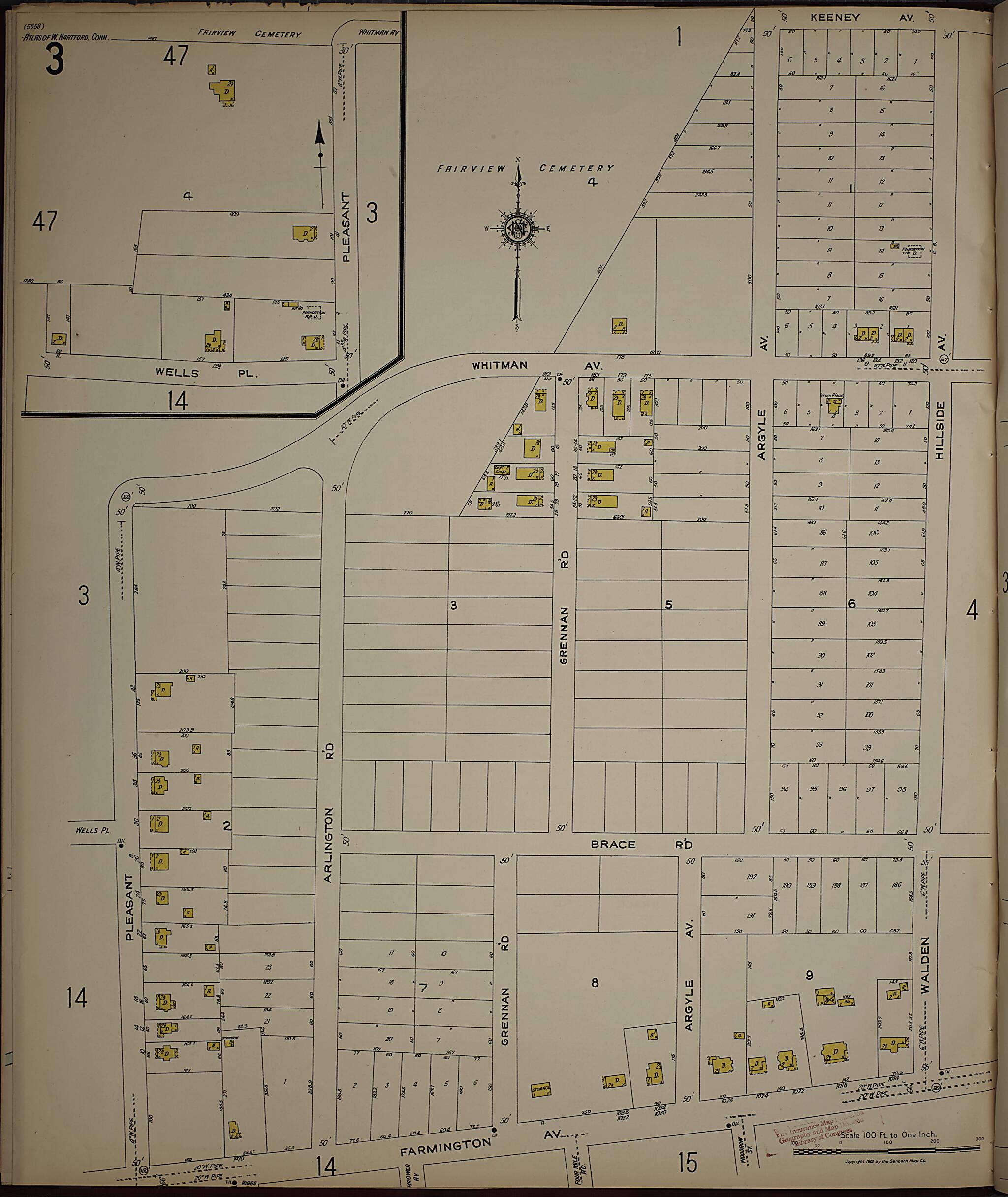 This old map of West Hartford, Hartford County, Connecticut was created by Sanborn Map Company in 1923