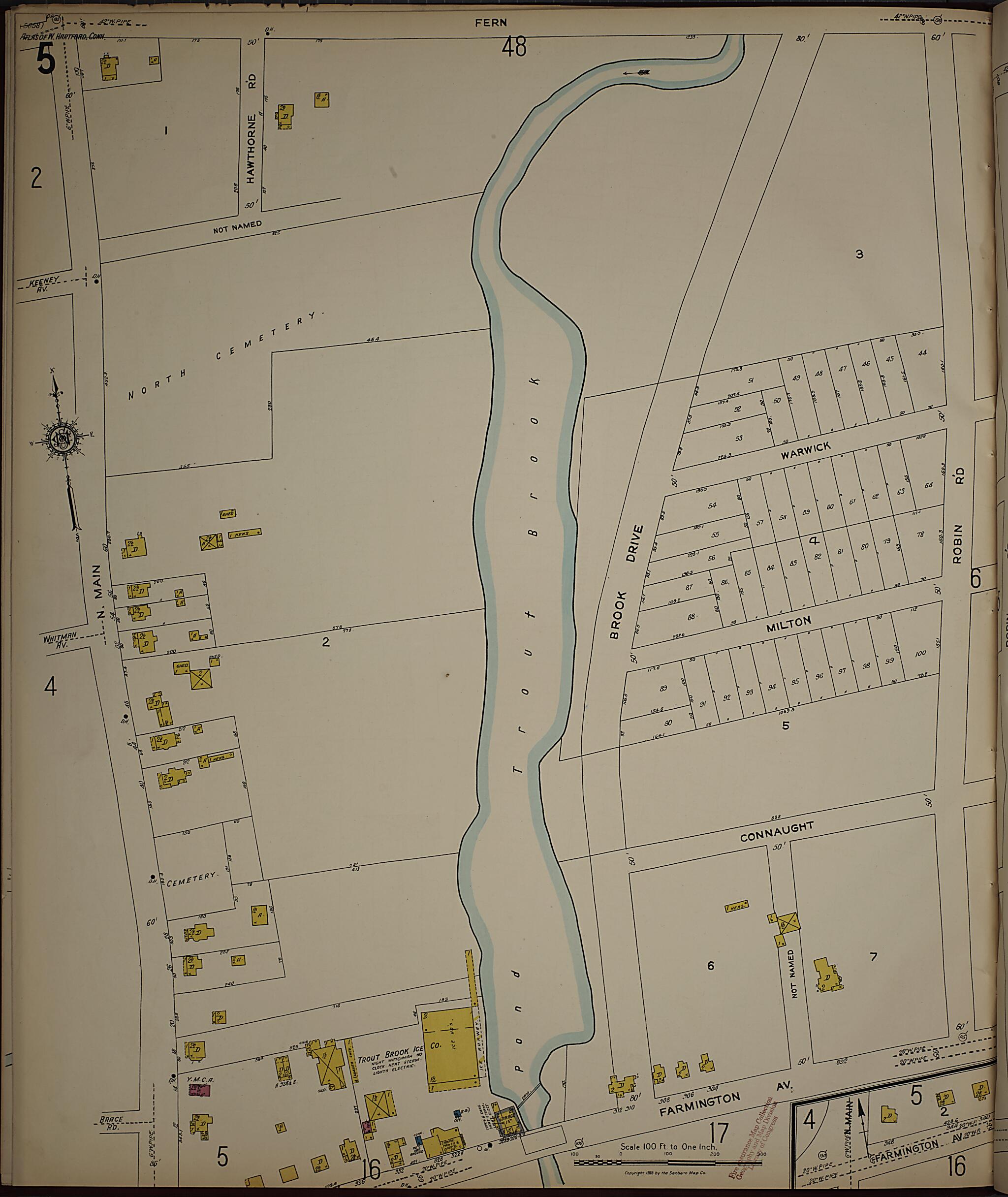 This old map of West Hartford, Hartford County, Connecticut was created by Sanborn Map Company in 1923