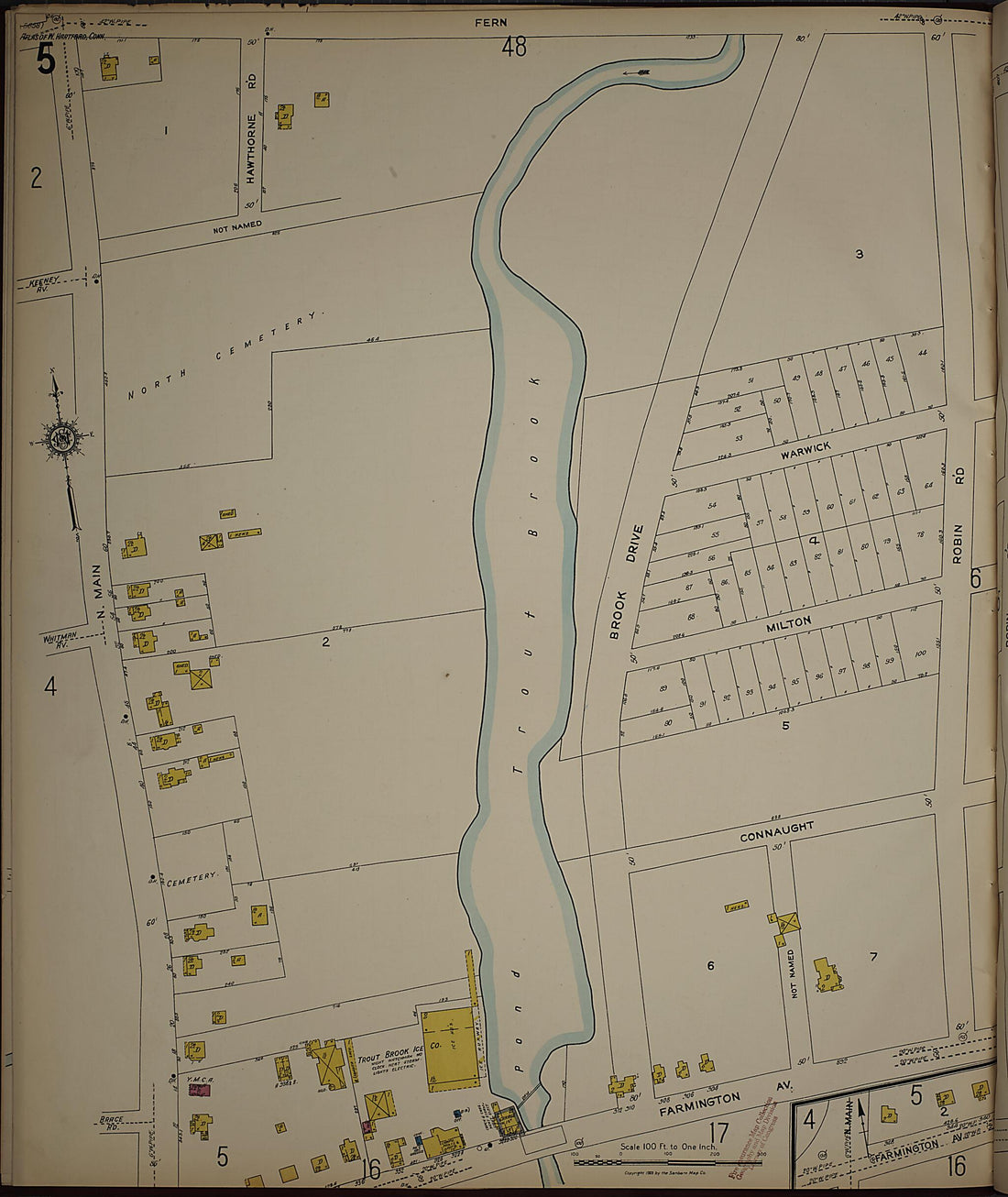 This old map of West Hartford, Hartford County, Connecticut was created by Sanborn Map Company in 1923