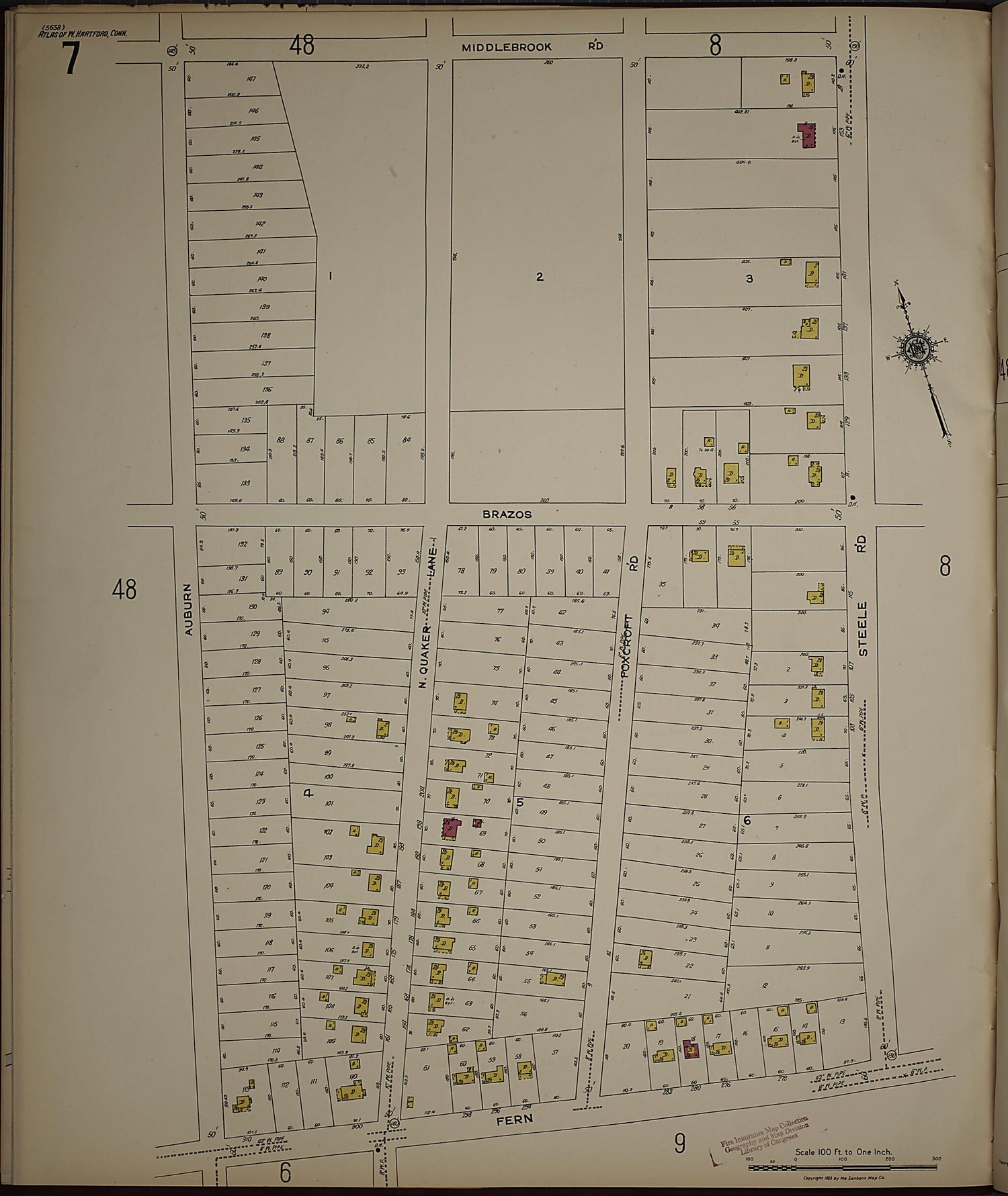 This old map of West Hartford, Hartford County, Connecticut was created by Sanborn Map Company in 1923