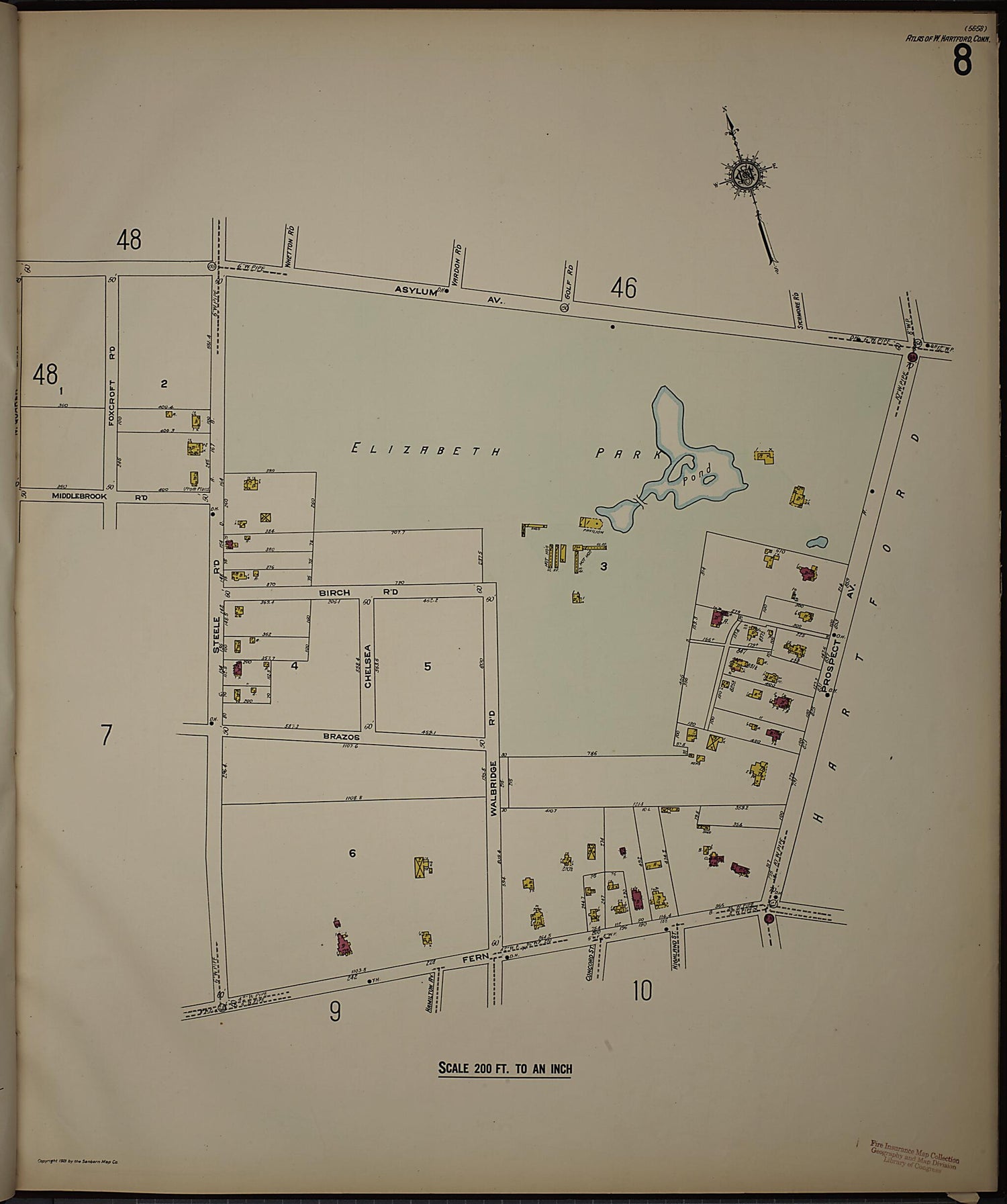 This old map of West Hartford, Hartford County, Connecticut was created by Sanborn Map Company in 1923