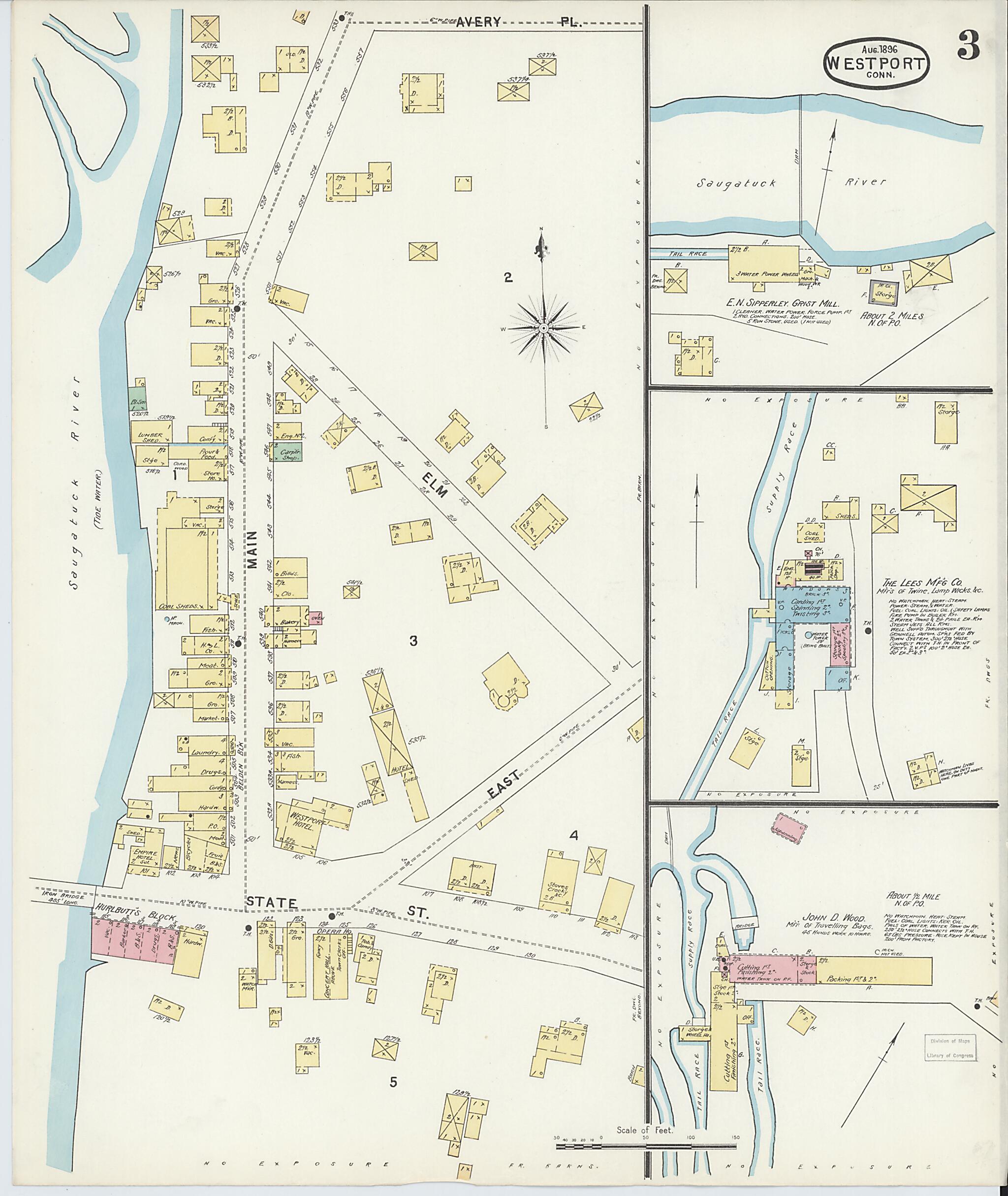 This old map of Westport, Fairfield County, Connecticut was created by Sanborn Map Company in 1896