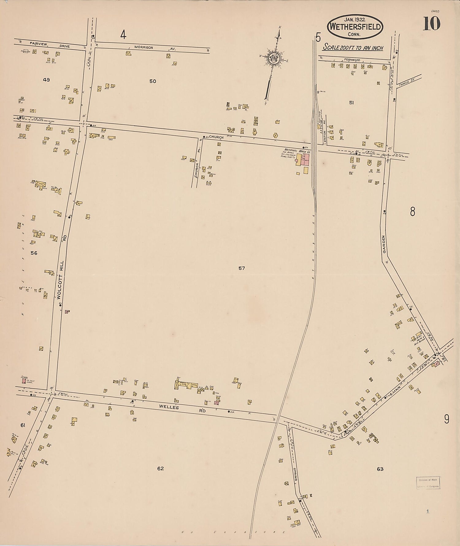 This old map of Wethersfield, Hartford County, Connecticut was created by Sanborn Map Company in 1922