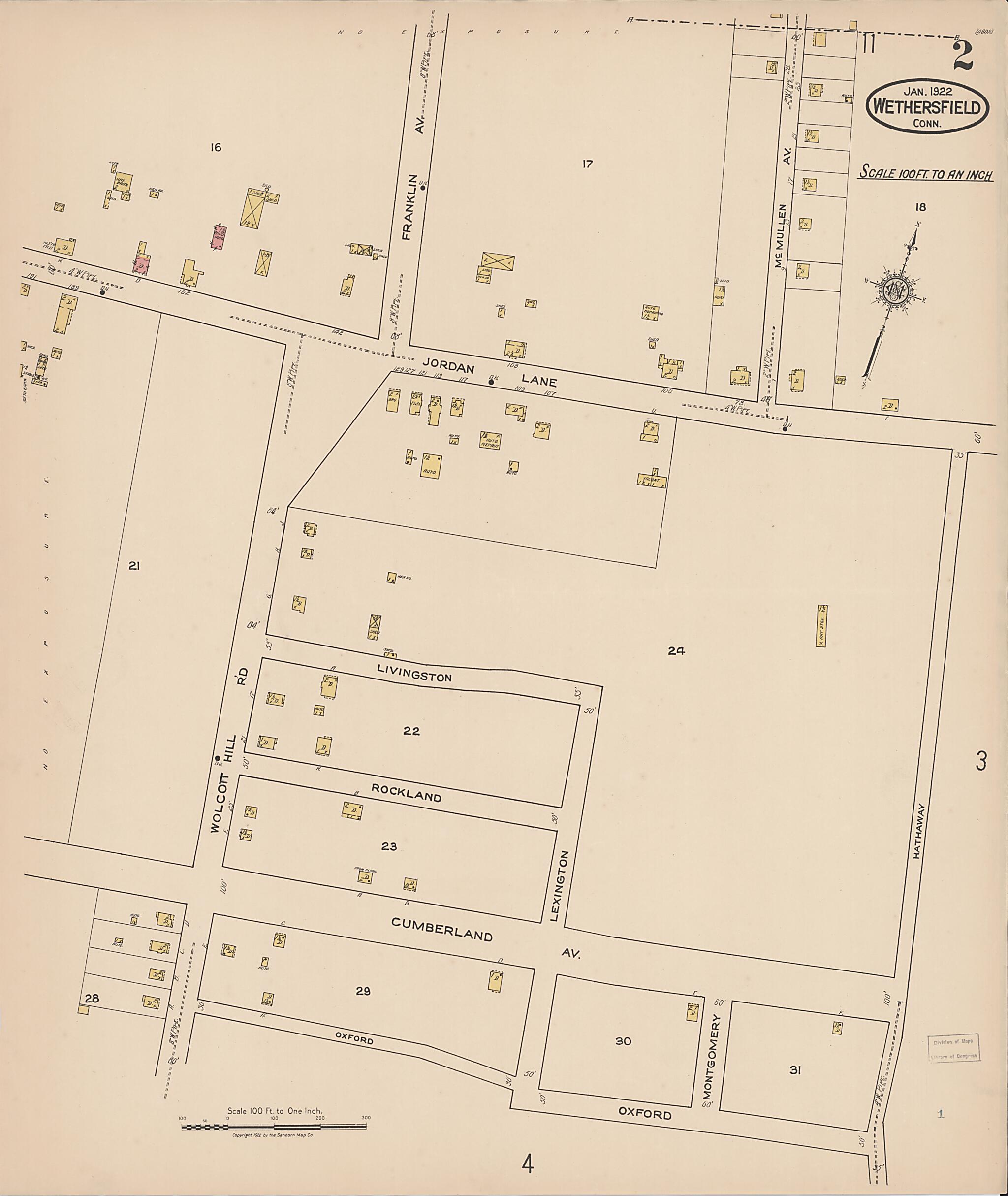 This old map of Wethersfield, Hartford County, Connecticut was created by Sanborn Map Company in 1922