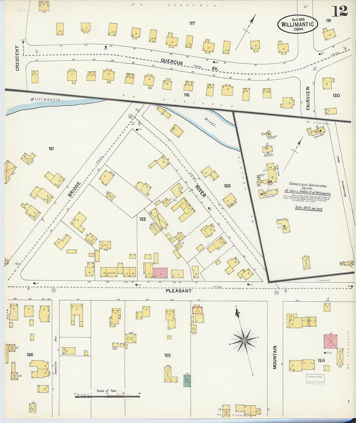 This old map of Willimantic, Windham County, Connecticut was created by Sanborn Map Company in 1903