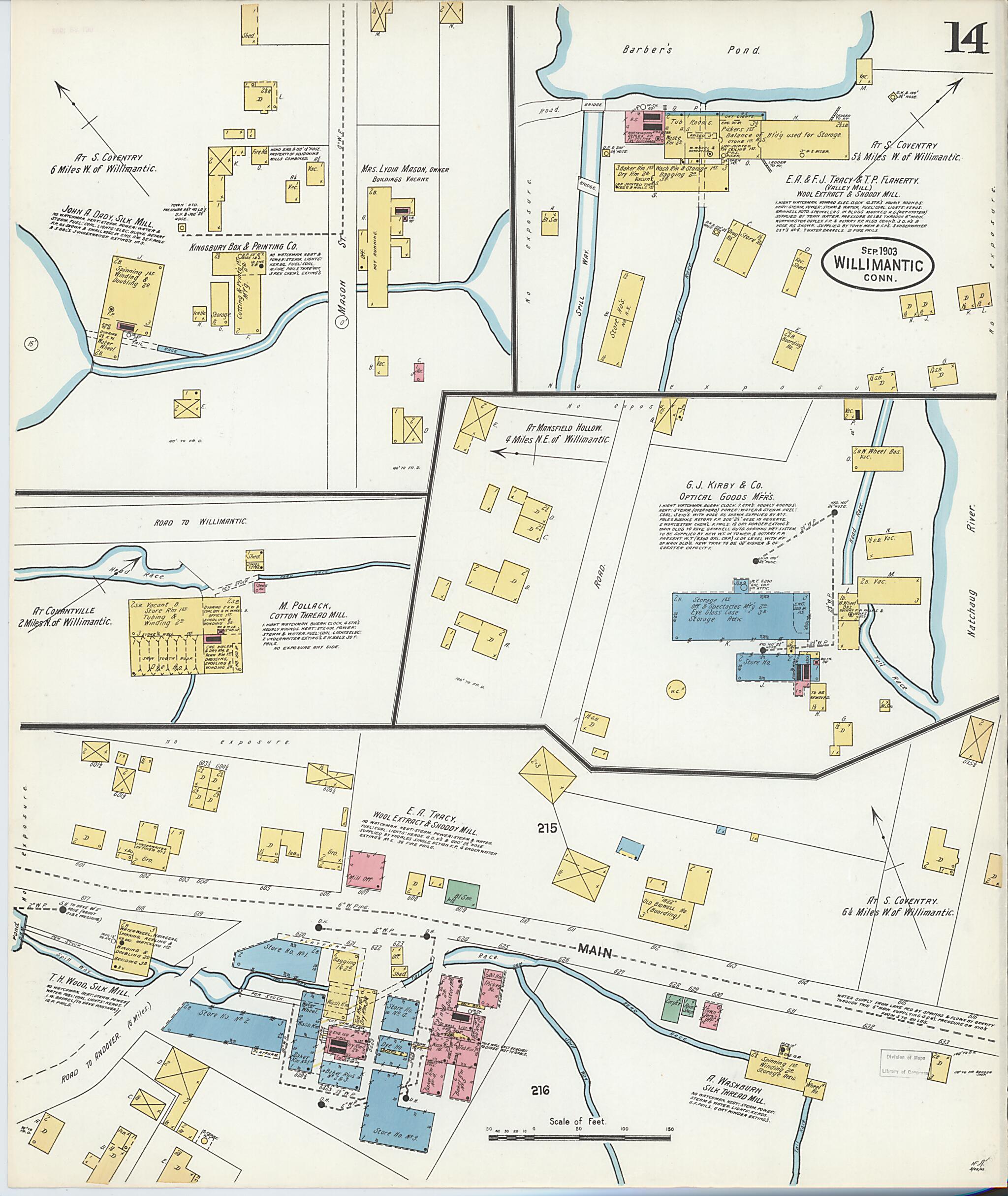 This old map of Willimantic, Windham County, Connecticut was created by Sanborn Map Company in 1903