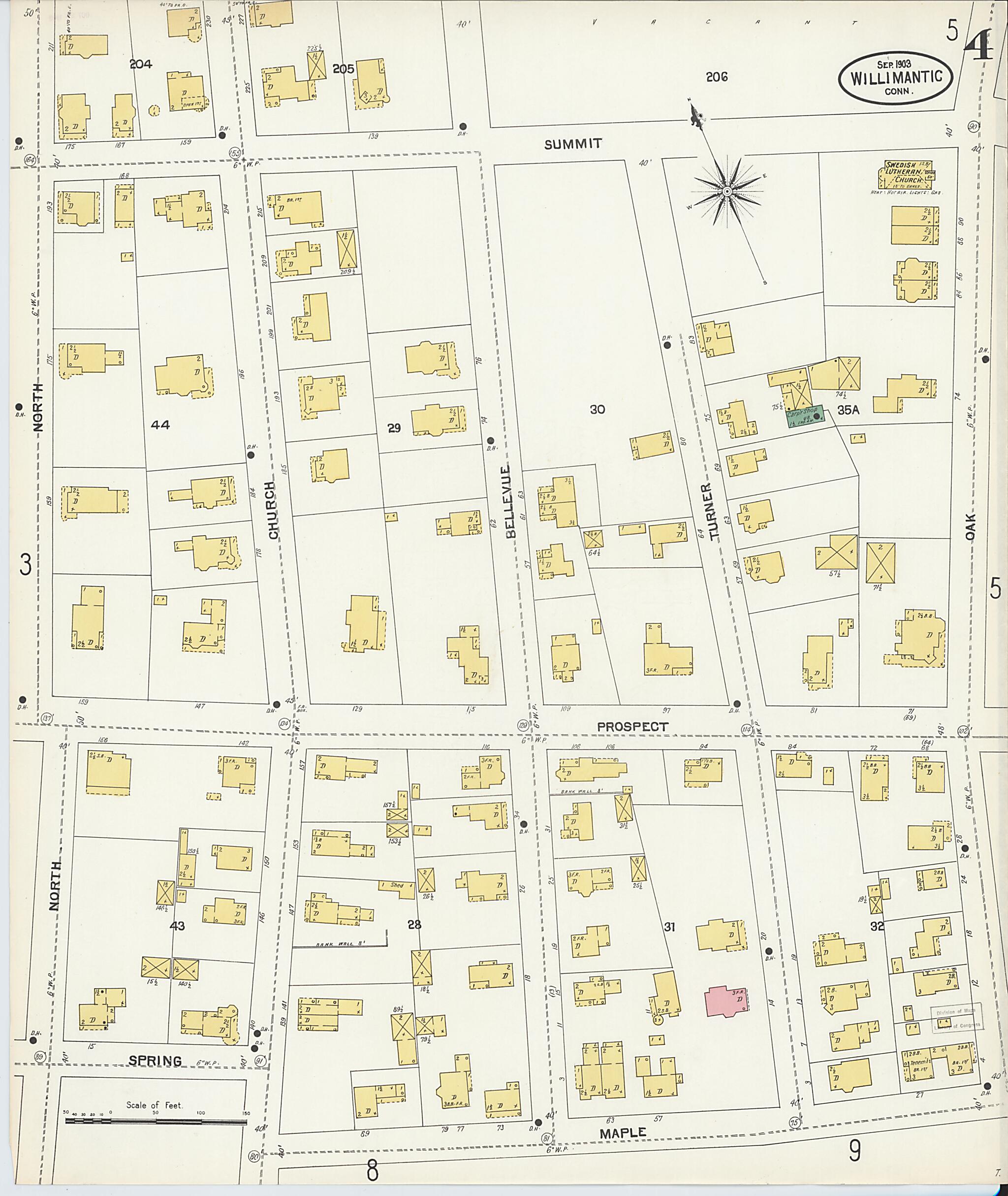 This old map of Willimantic, Windham County, Connecticut was created by Sanborn Map Company in 1903