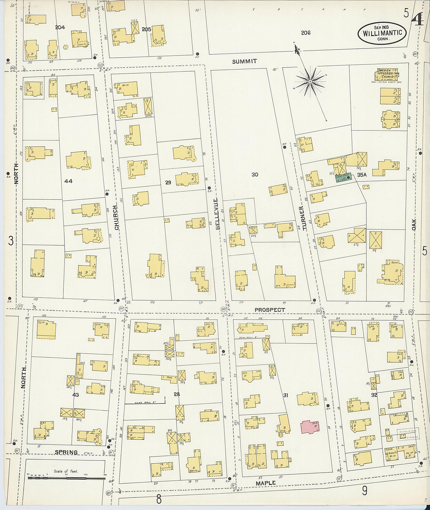This old map of Willimantic, Windham County, Connecticut was created by Sanborn Map Company in 1903