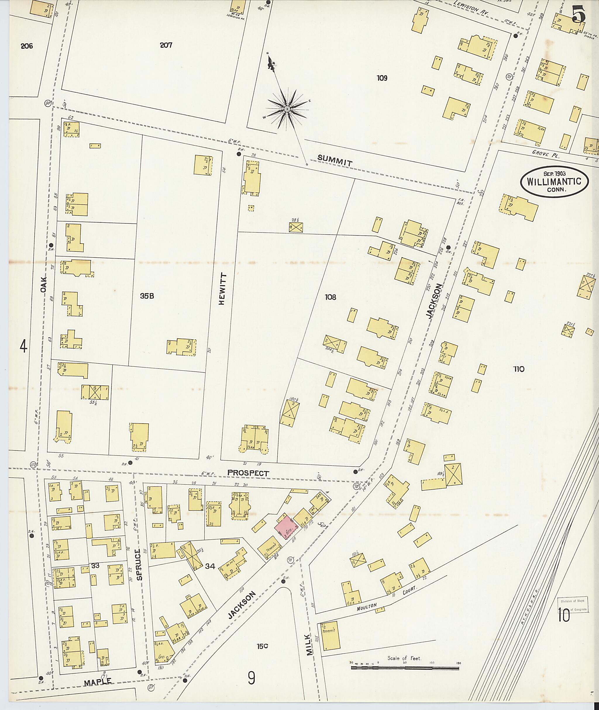 This old map of Willimantic, Windham County, Connecticut was created by Sanborn Map Company in 1903