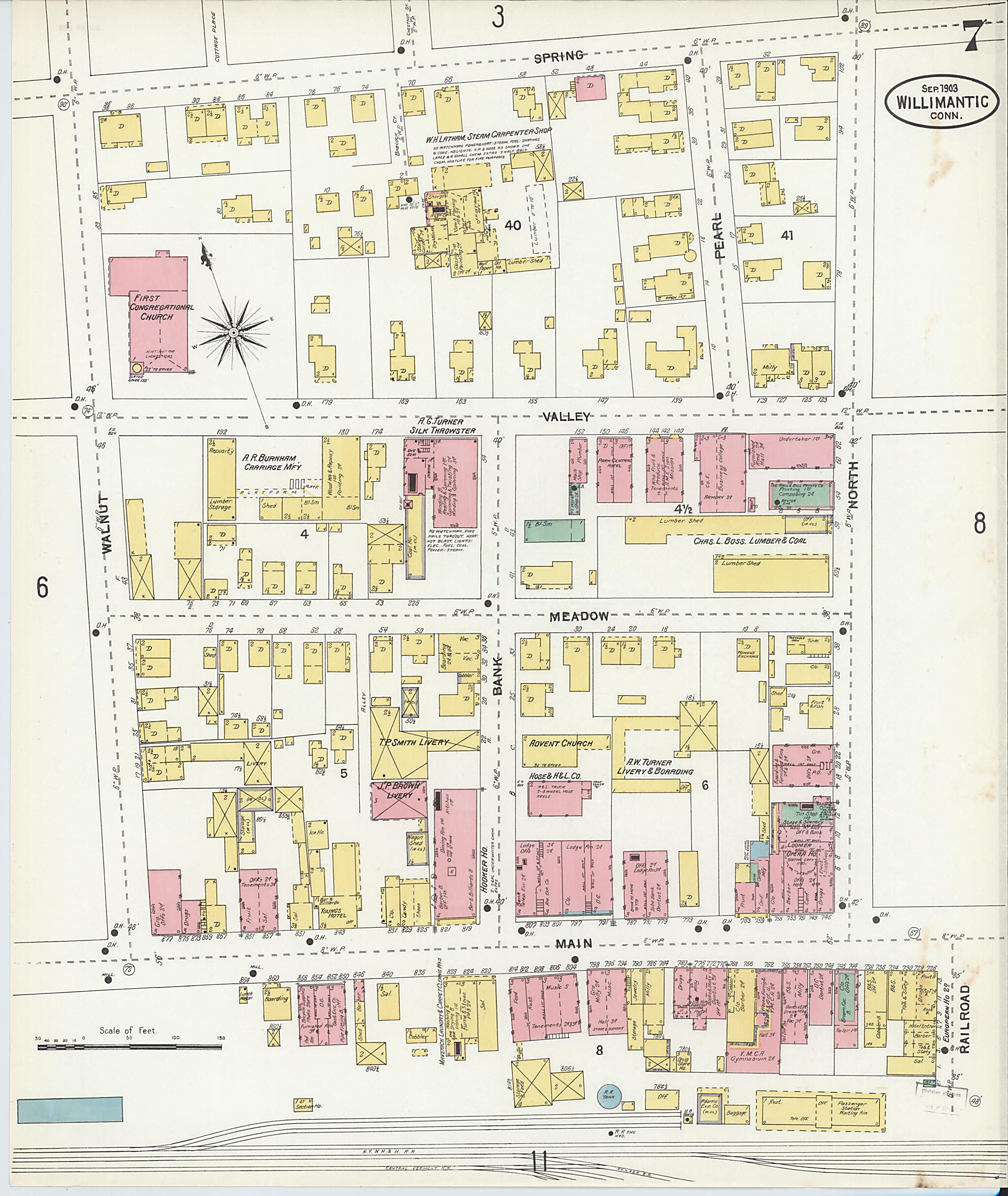 This old map of Willimantic, Windham County, Connecticut was created by Sanborn Map Company in 1903