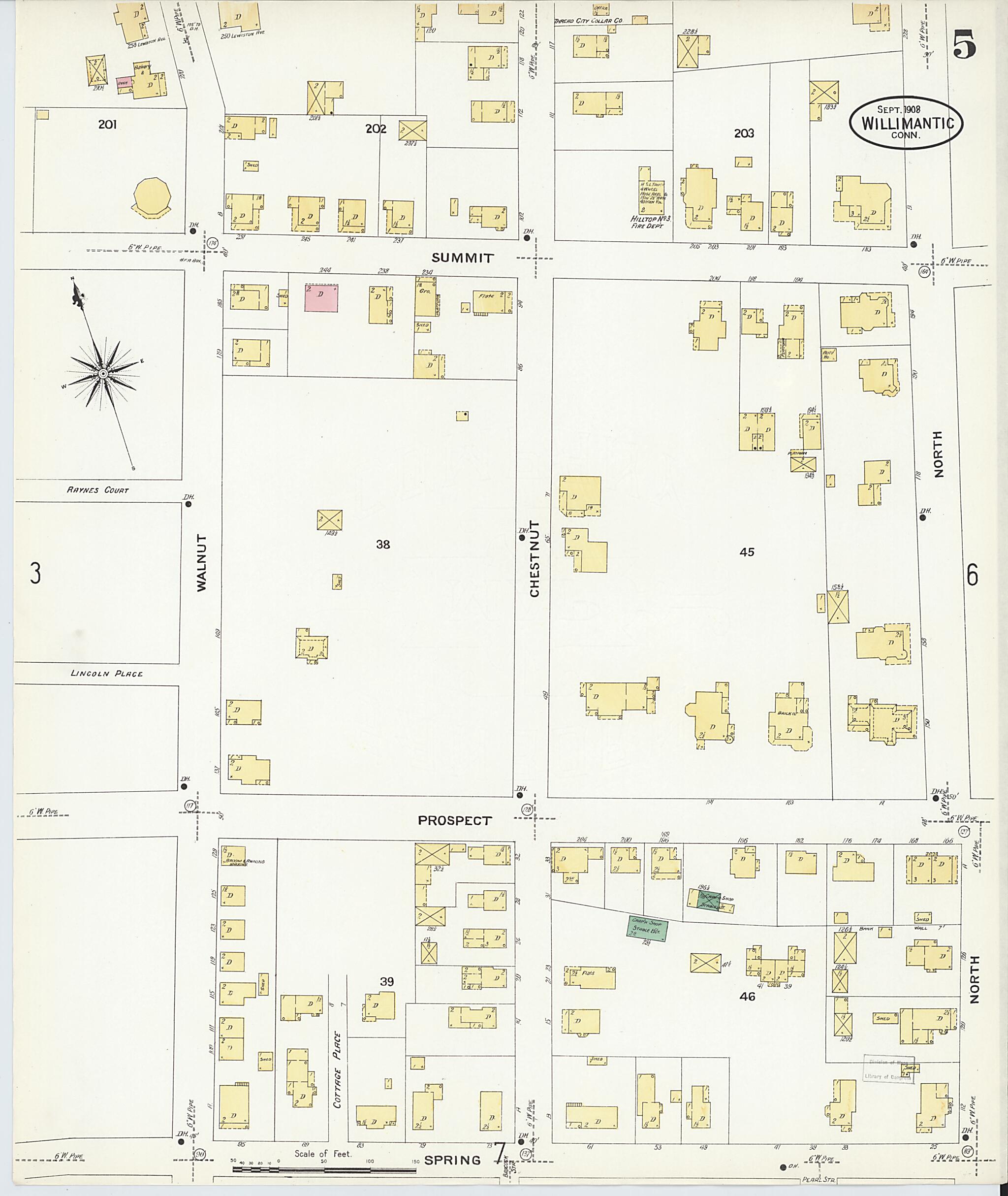 This old map of Willimantic, Windham County, Connecticut was created by Sanborn Map Company in 1908