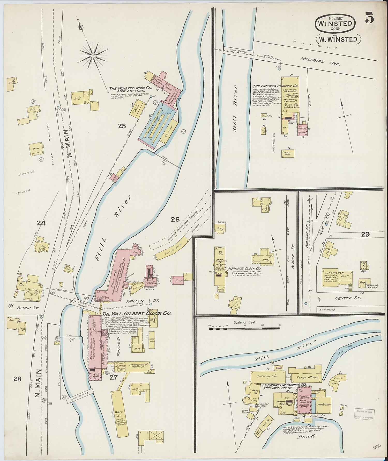 This old map of Winsted, Litchfield County, Connecticut was created by Sanborn Map Company in 1887