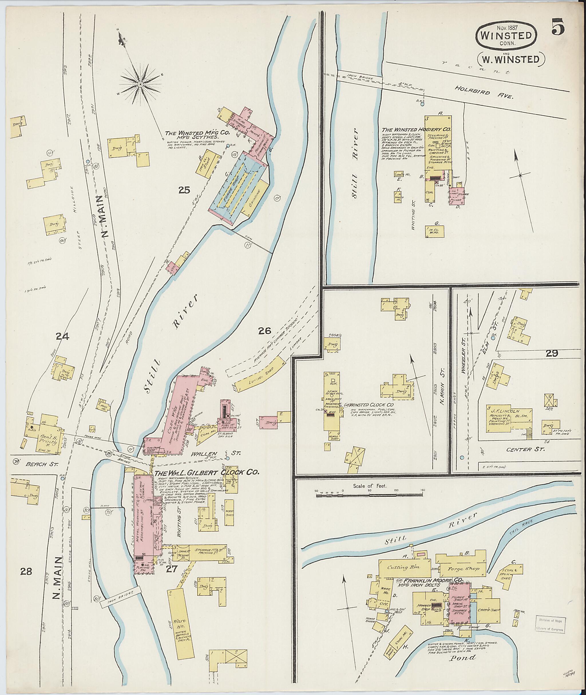 This old map of Winsted, Litchfield County, Connecticut was created by Sanborn Map Company in 1887