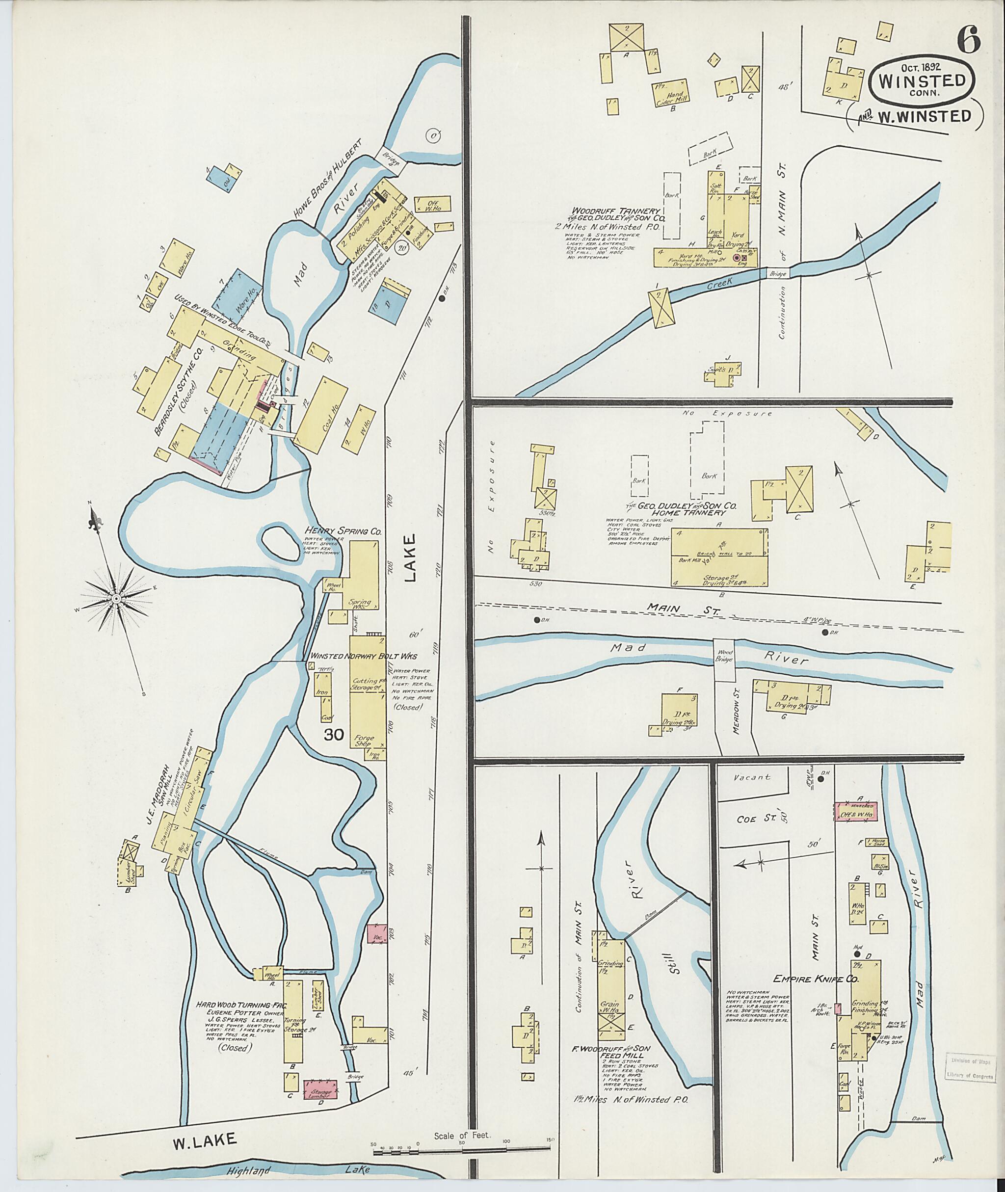 This old map of Winsted, Litchfield County, Connecticut was created by Sanborn Map Company in 1892