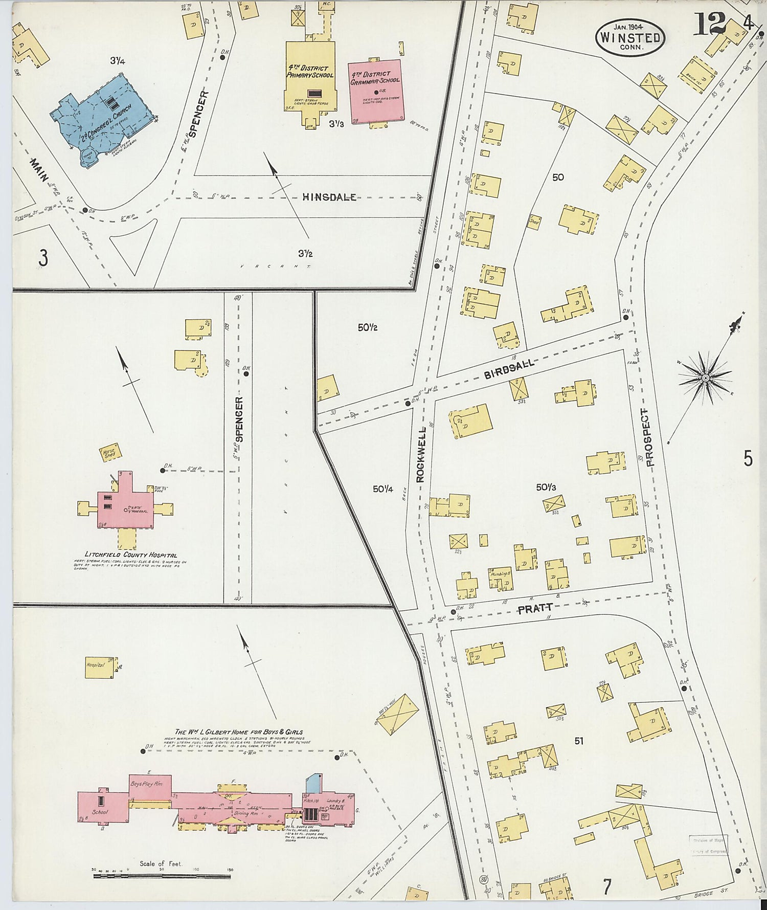 This old map of Winsted, Litchfield County, Connecticut was created by Sanborn Map Company in 1904
