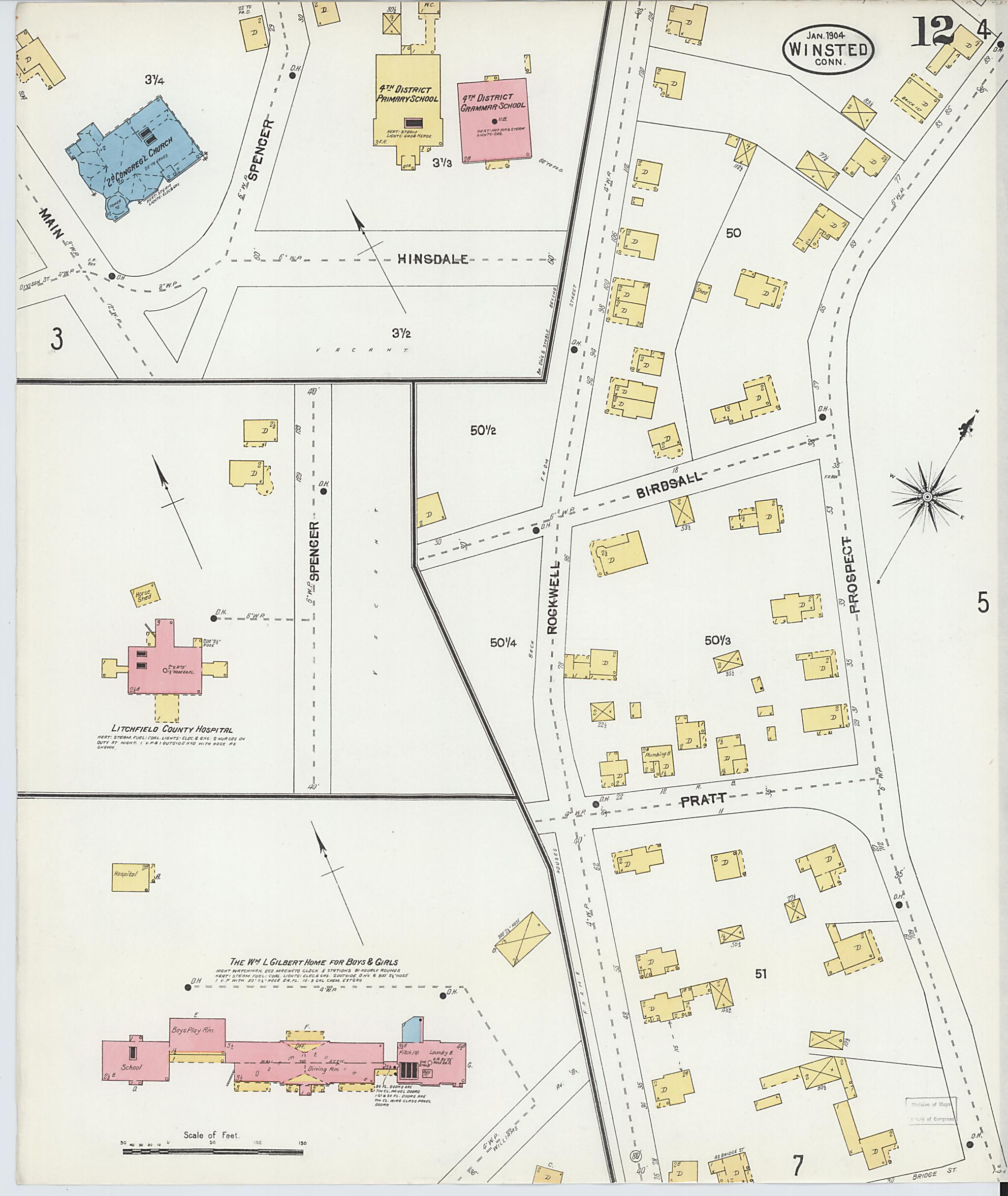 This old map of Winsted, Litchfield County, Connecticut was created by Sanborn Map Company in 1904