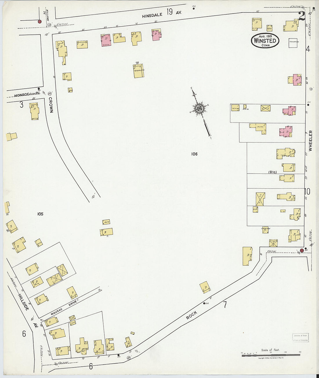 This old map of Winsted, Litchfield County, Connecticut was created by Sanborn Map Company in 1919