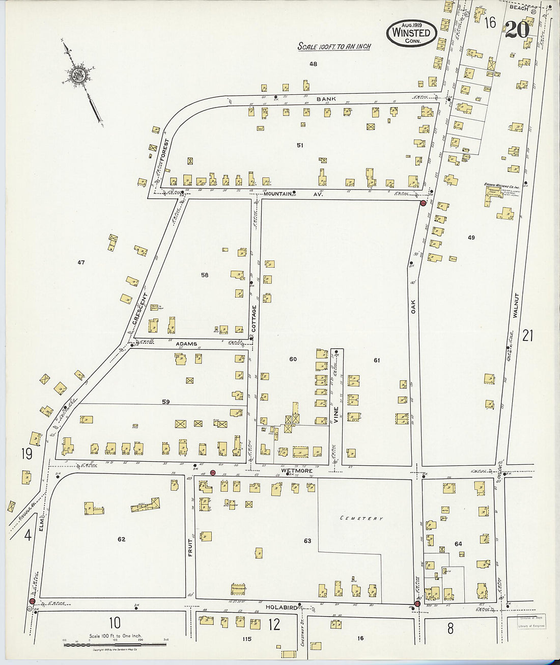 This old map of Winsted, Litchfield County, Connecticut was created by Sanborn Map Company in 1919