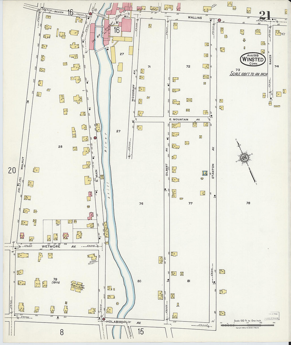 This old map of Winsted, Litchfield County, Connecticut was created by Sanborn Map Company in 1919