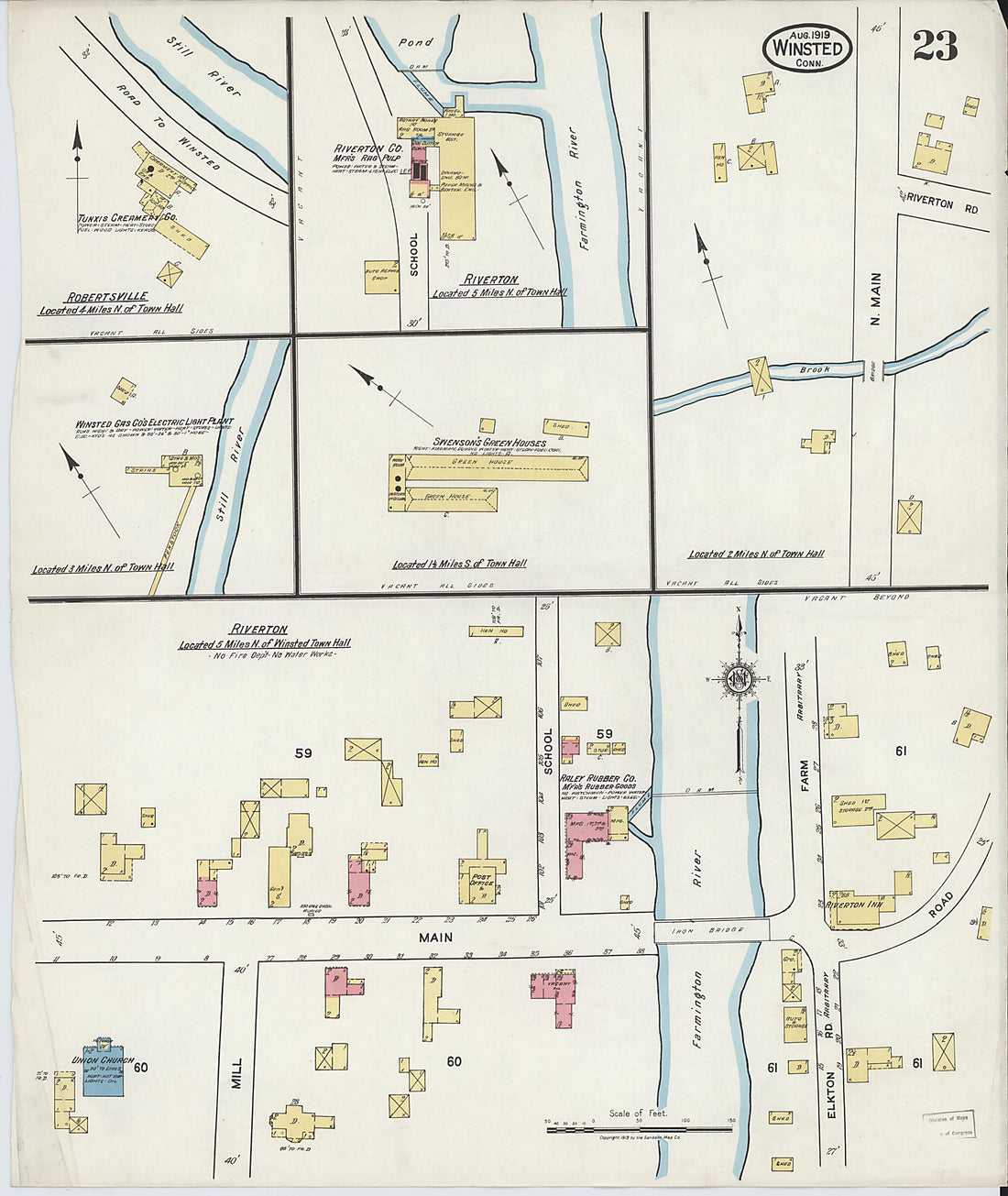 This old map of Winsted, Litchfield County, Connecticut was created by Sanborn Map Company in 1919