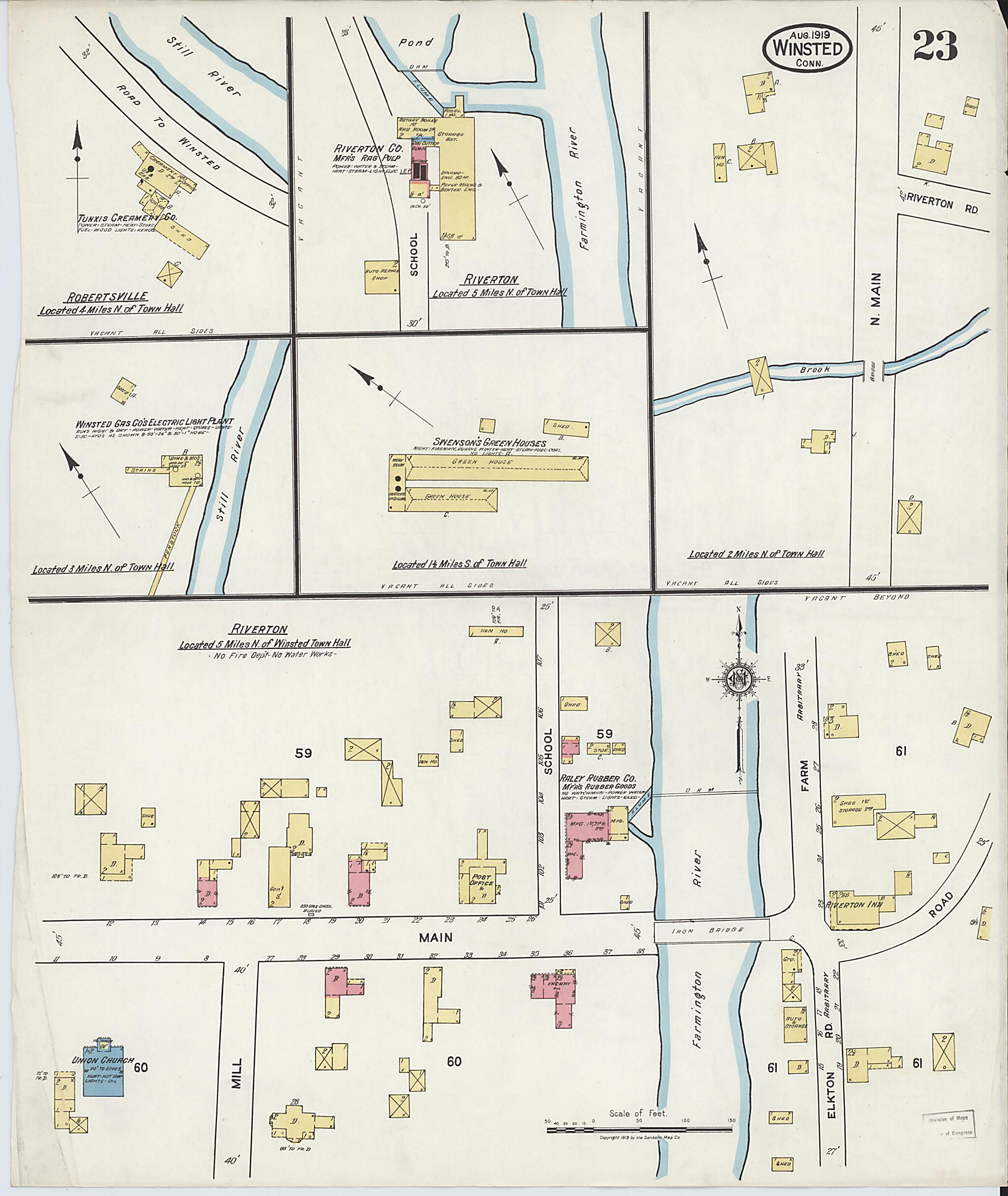 This old map of Winsted, Litchfield County, Connecticut was created by Sanborn Map Company in 1919