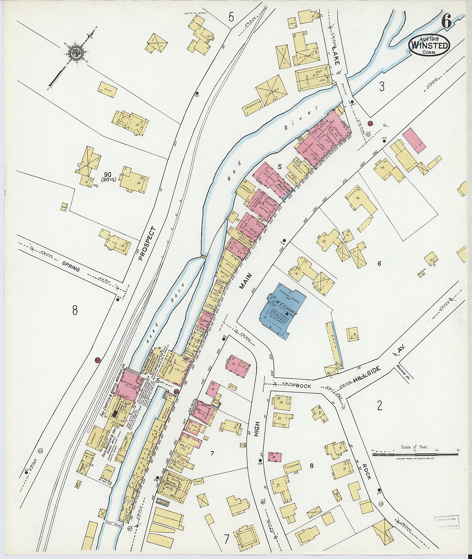 This old map of Winsted, Litchfield County, Connecticut was created by Sanborn Map Company in 1919