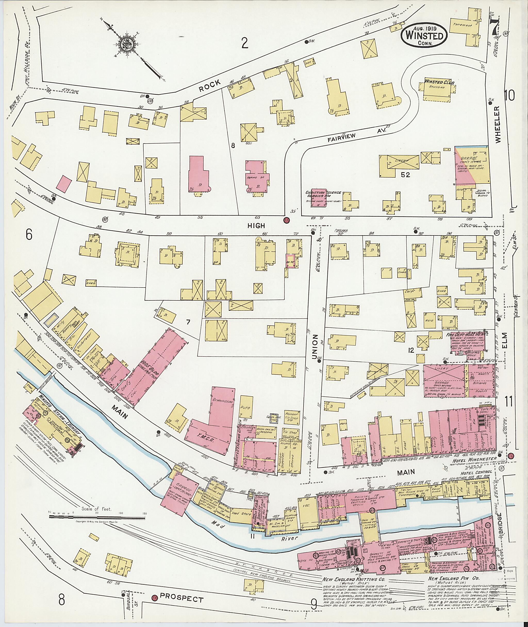 This old map of Winsted, Litchfield County, Connecticut was created by Sanborn Map Company in 1919