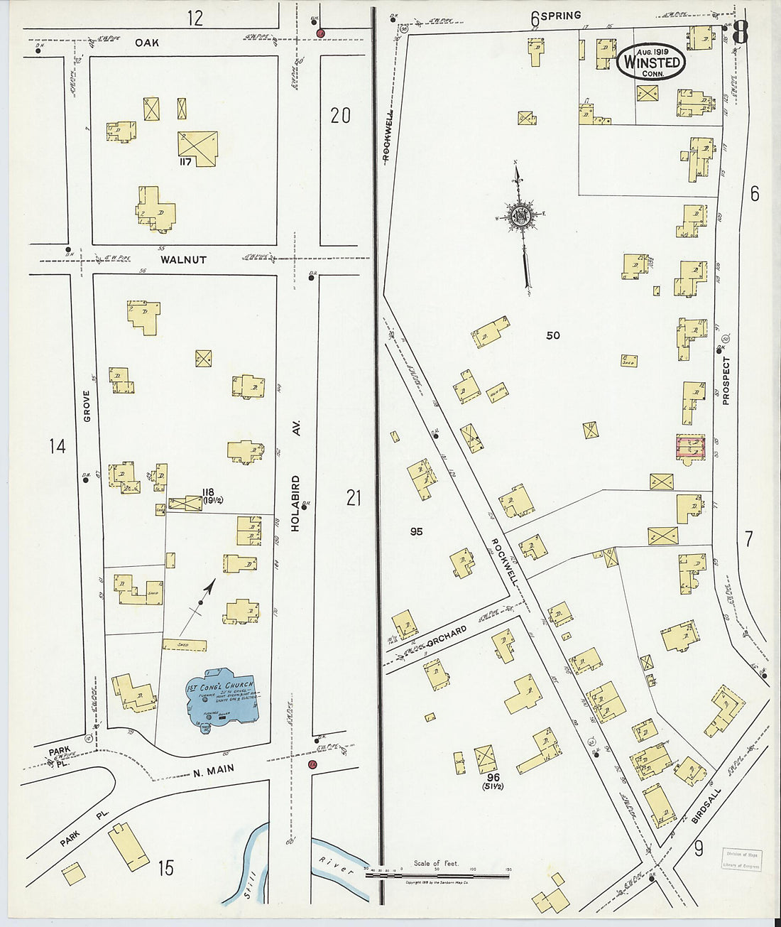 This old map of Winsted, Litchfield County, Connecticut was created by Sanborn Map Company in 1919