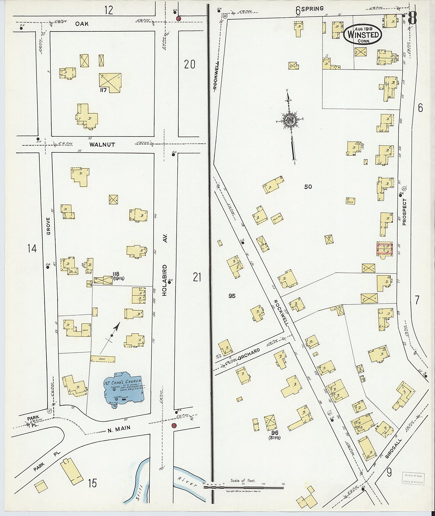 This old map of Winsted, Litchfield County, Connecticut was created by Sanborn Map Company in 1919