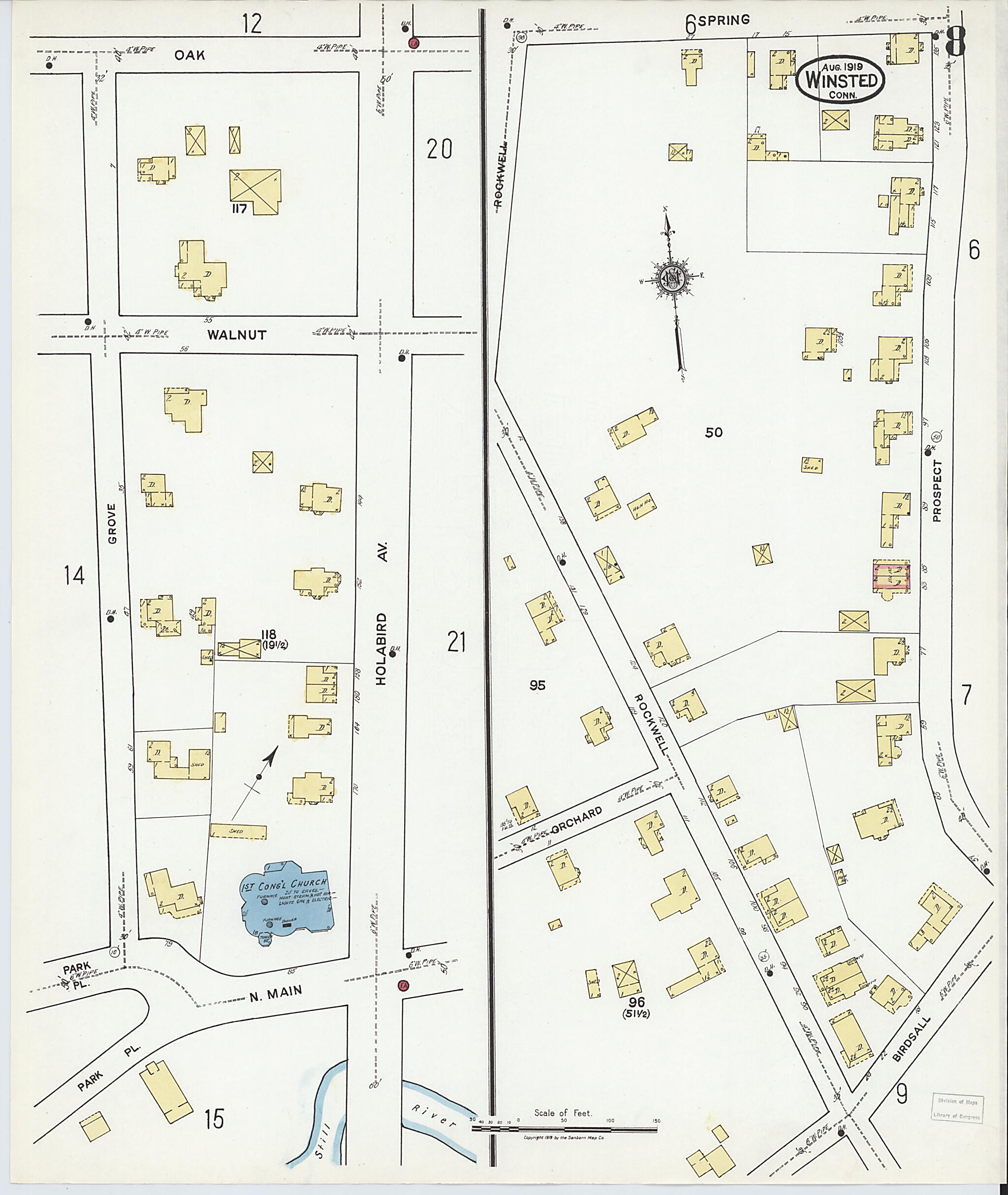 This old map of Winsted, Litchfield County, Connecticut was created by Sanborn Map Company in 1919