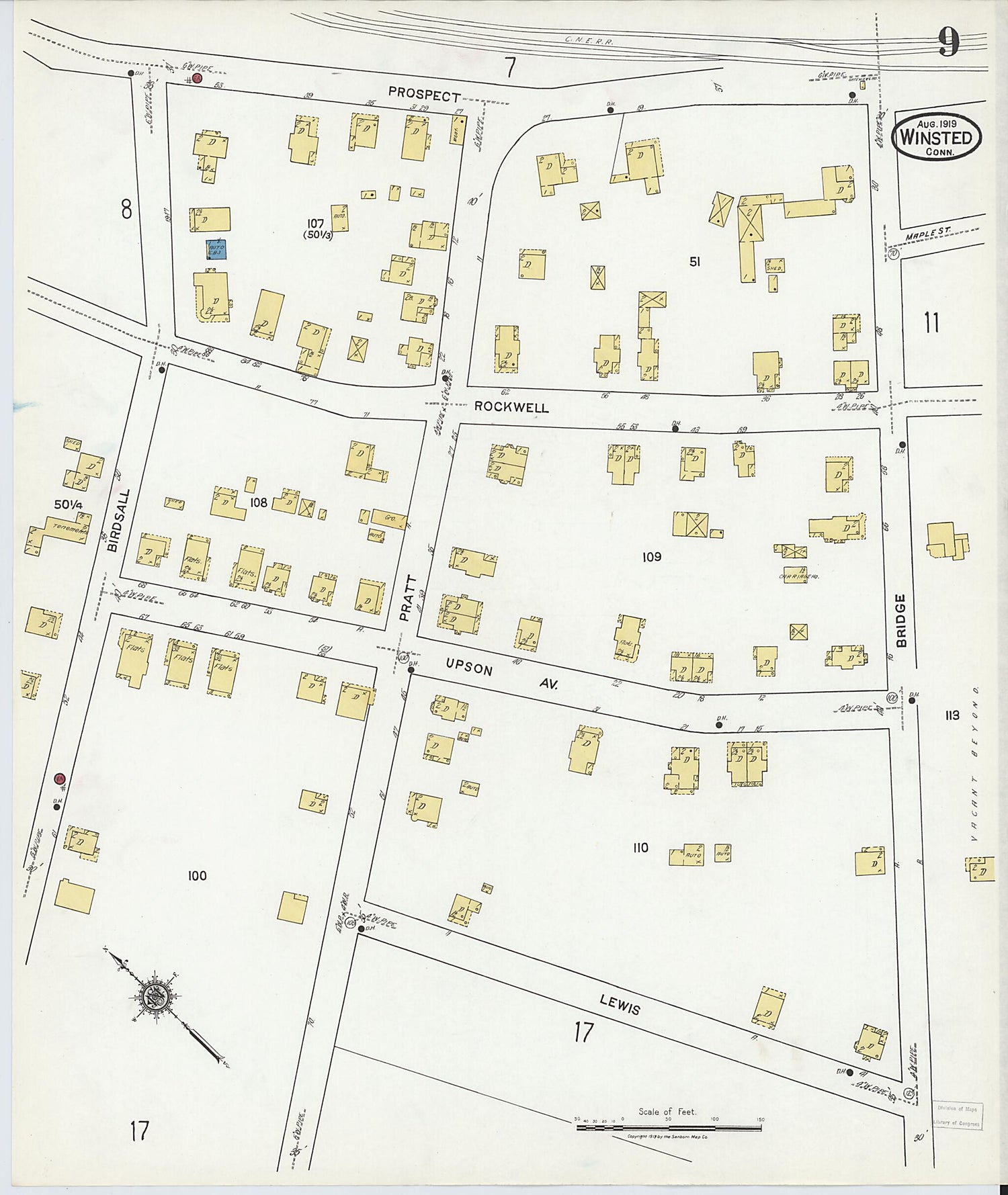 This old map of Winsted, Litchfield County, Connecticut was created by Sanborn Map Company in 1919