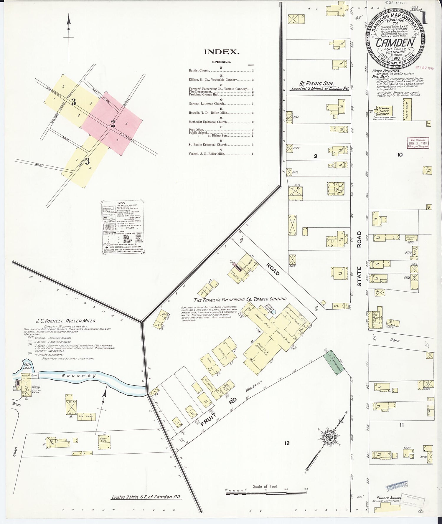 This old map of Camden, Kent County, Delaware was created by Sanborn Map Company in 1910