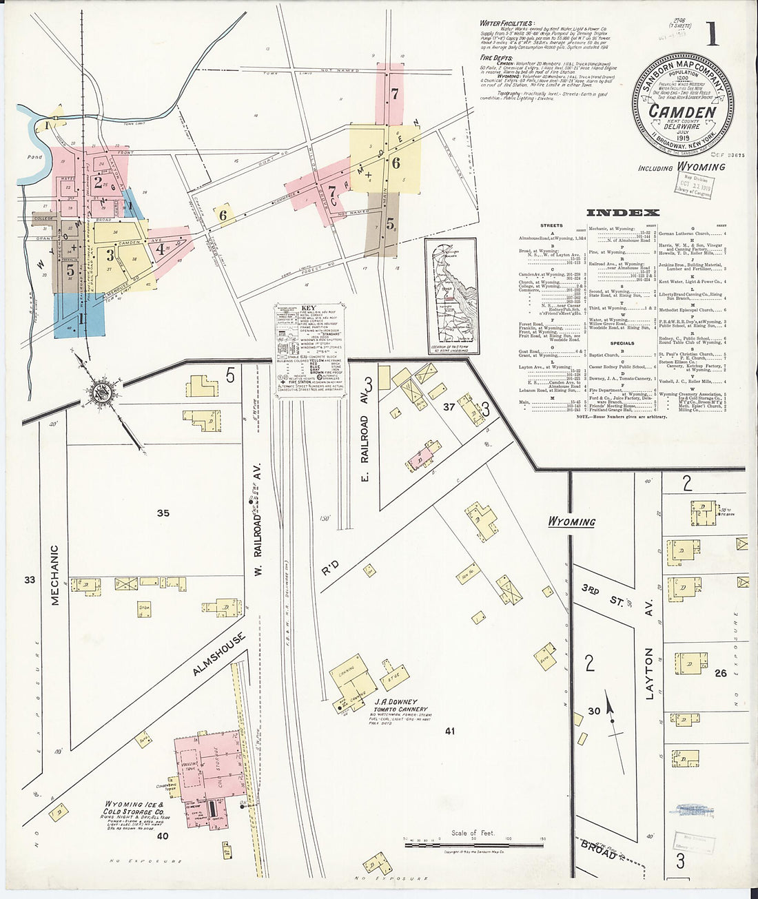This old map of Camden, Kent County, Wyoming was created by Sanborn Map Company in 1919