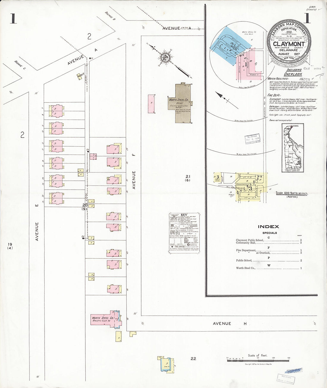 This old map of Overlook, New Castle County, Delaware was created by Sanborn Map Company in 1927