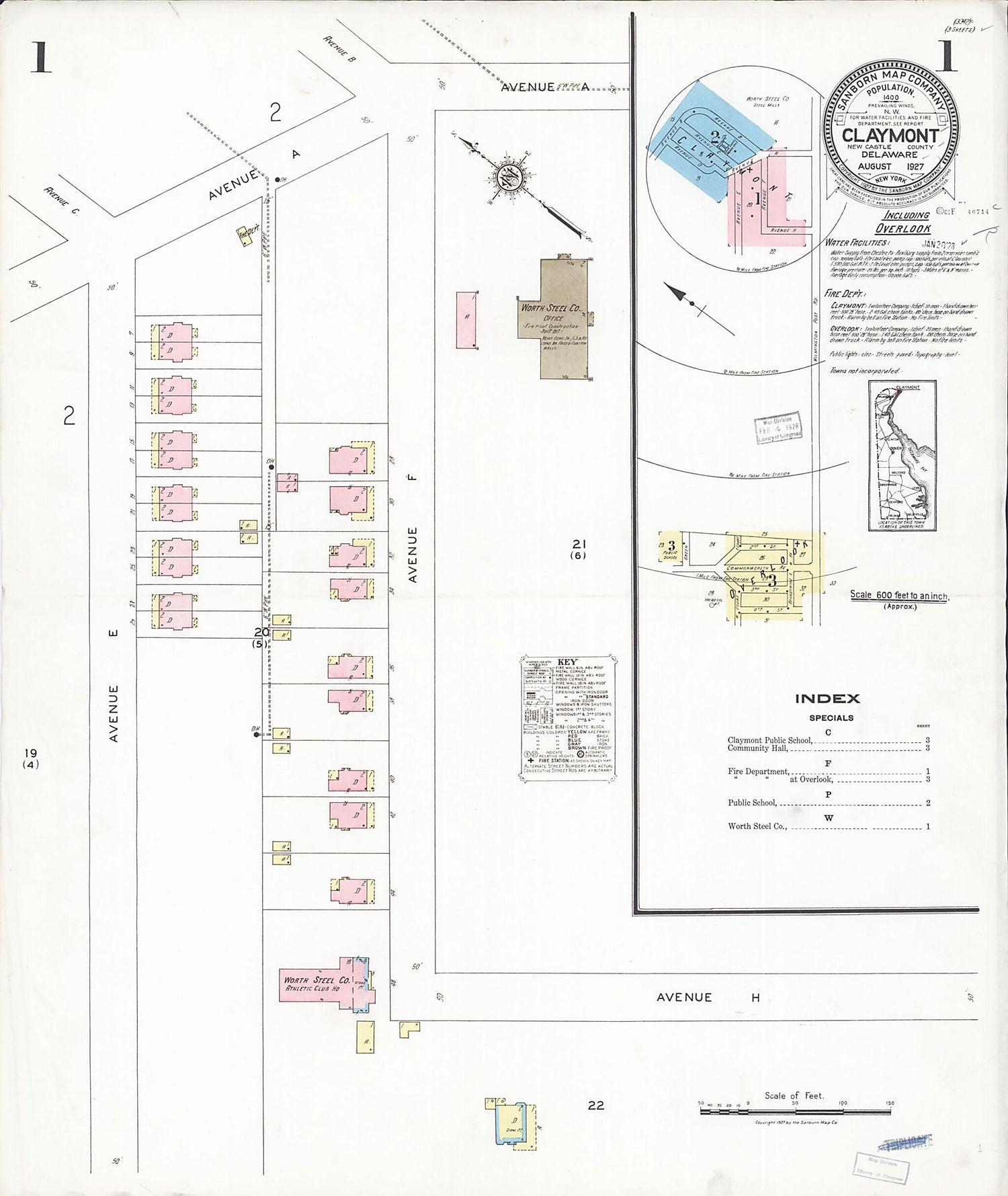 This old map of Overlook, New Castle County, Delaware was created by Sanborn Map Company in 1927