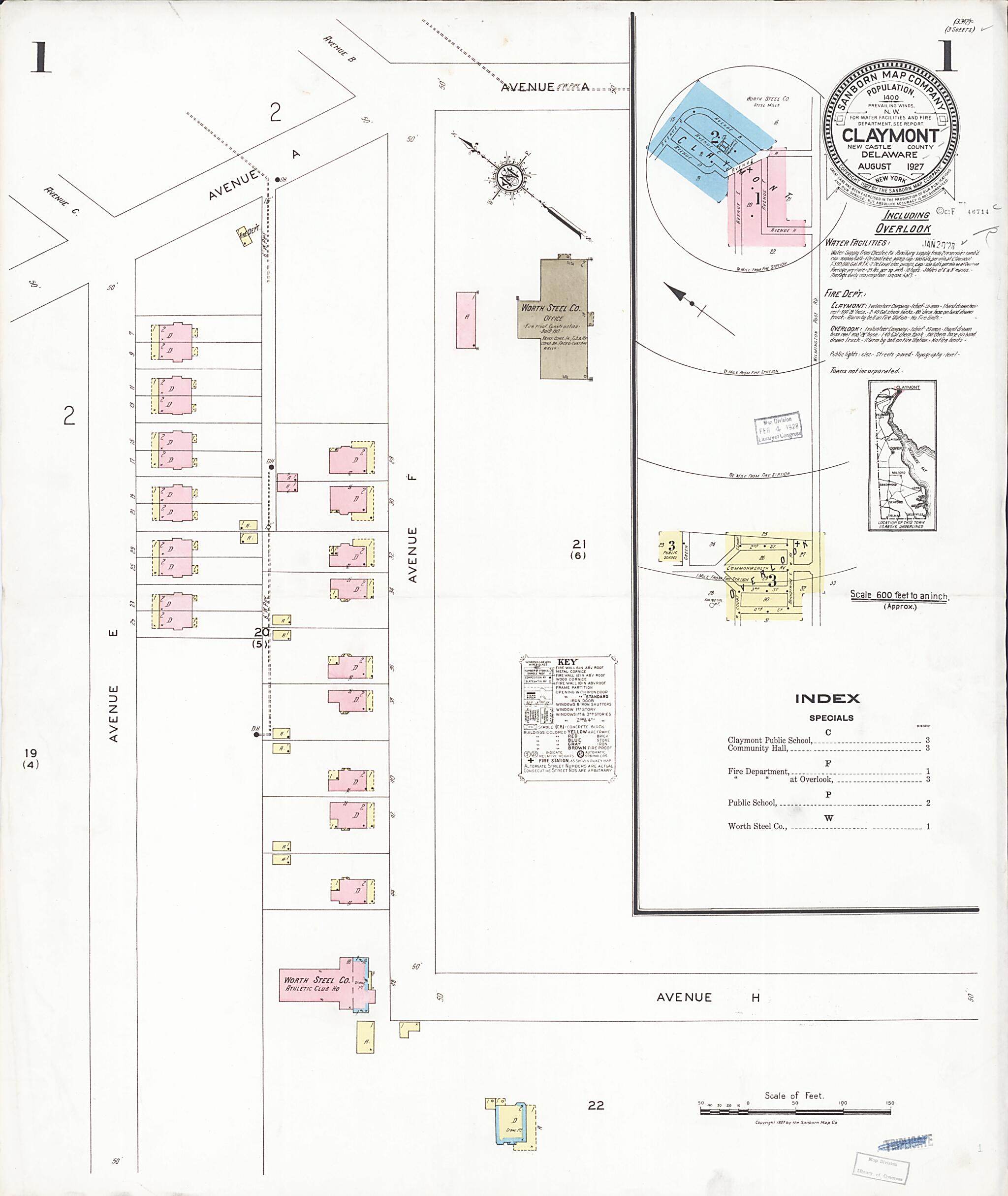 This old map of Overlook, New Castle County, Delaware was created by Sanborn Map Company in 1927