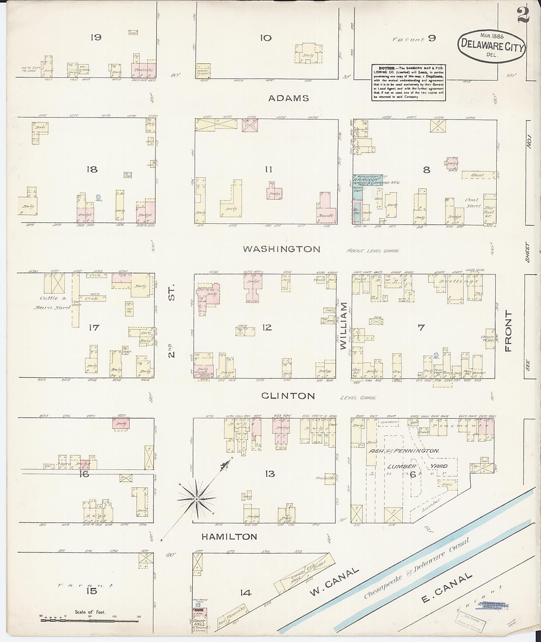 This old map of Delaware City, New Castle County, Delaware was created by Sanborn Map Company in 1885