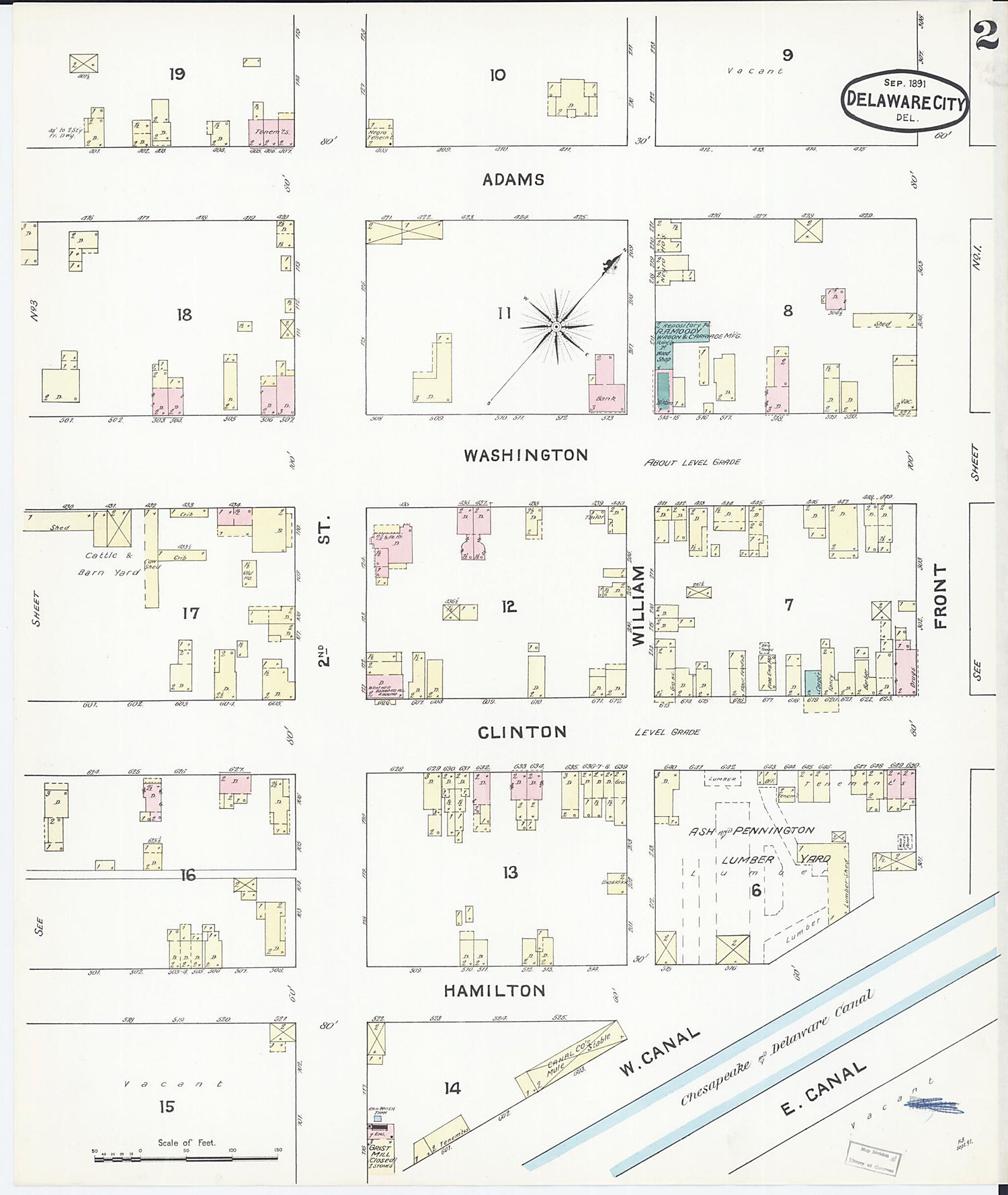 This old map of Delaware City, New Castle County, Delaware was created by Sanborn Map Company in 1891