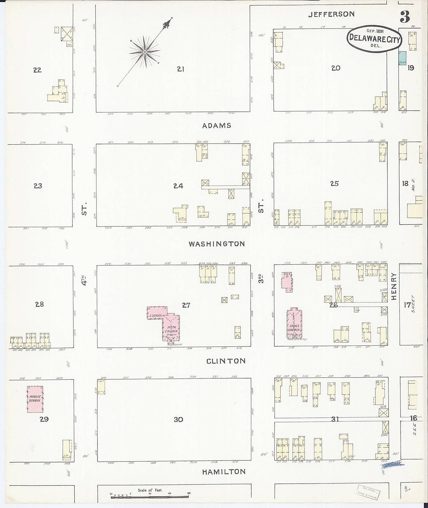 This old map of Delaware City, New Castle County, Delaware was created by Sanborn Map Company in 1891